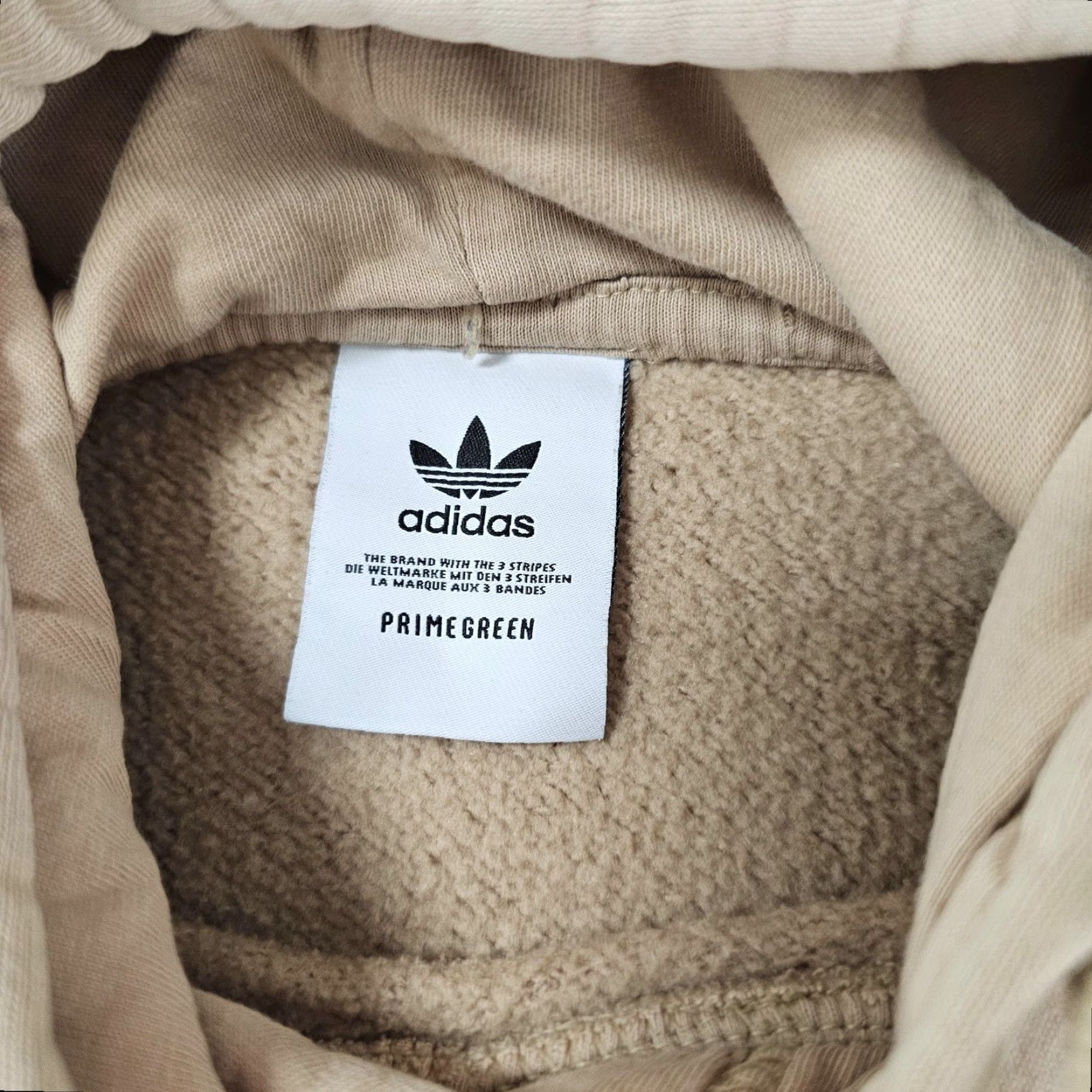 Adidas Adidas Originals Hoodie Mens Small Tan Beige Trefoil Logo Primegreen Pullover Size US S / EU 44-46 / 1 - 4 Thumbnail