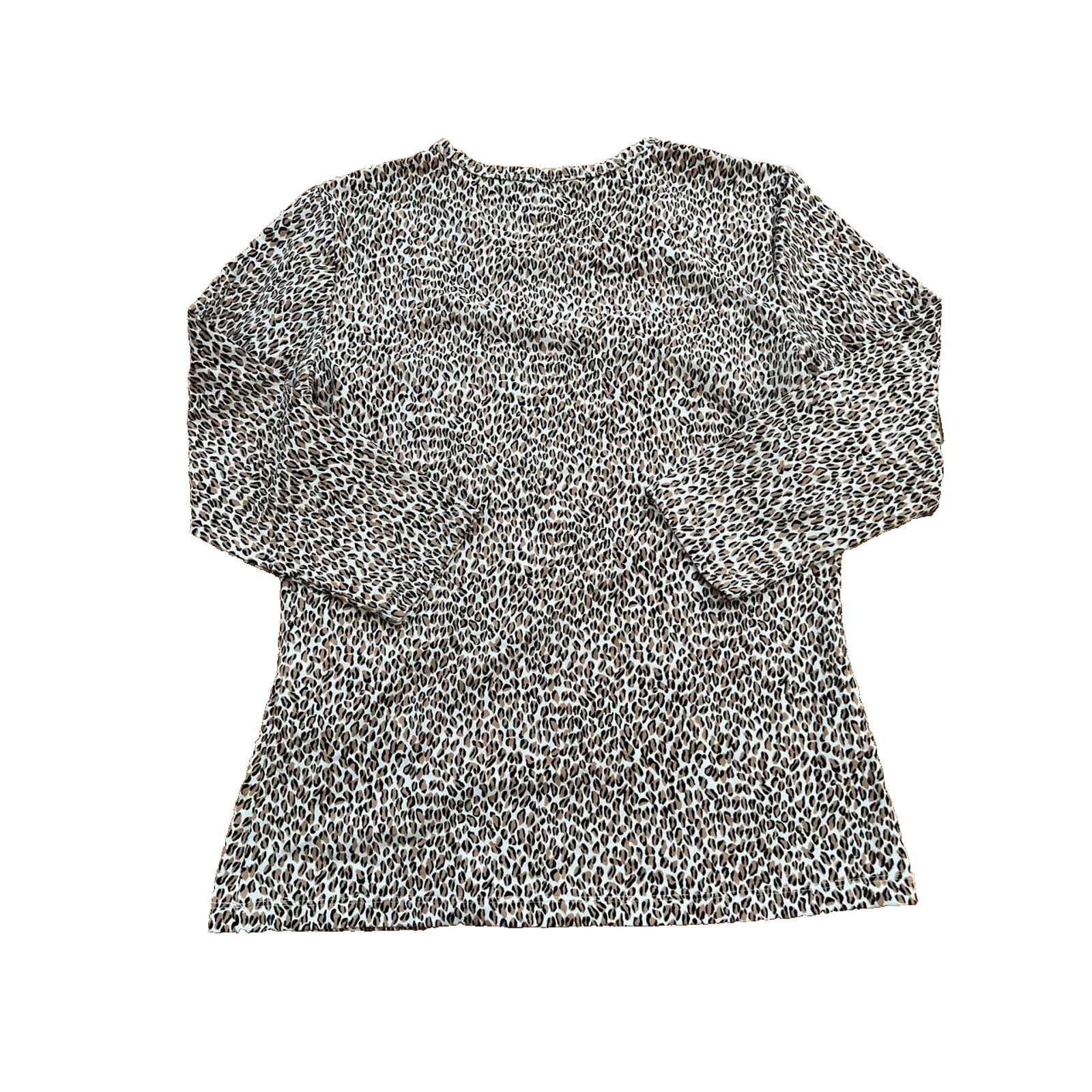 J.McLaughlin J.Mclaughlin Cheetah Print Crew Neck Top Tan Brown M A000880 Size M / US 6-8 / IT 42-44 - 7 Thumbnail
