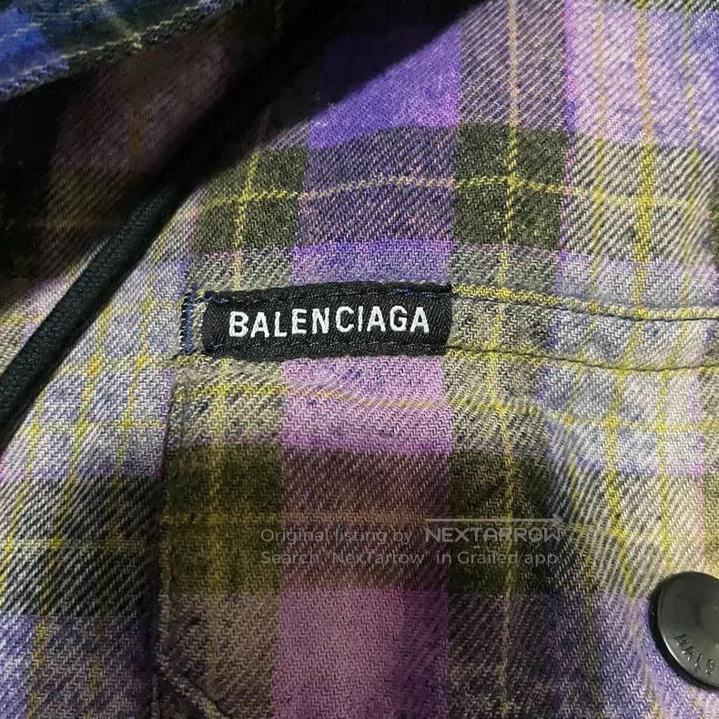 Balenciaga Balenciaga Purple flannel plaid hooded sweatshirt Size US XS / EU 42 / 0 - 4 Thumbnail