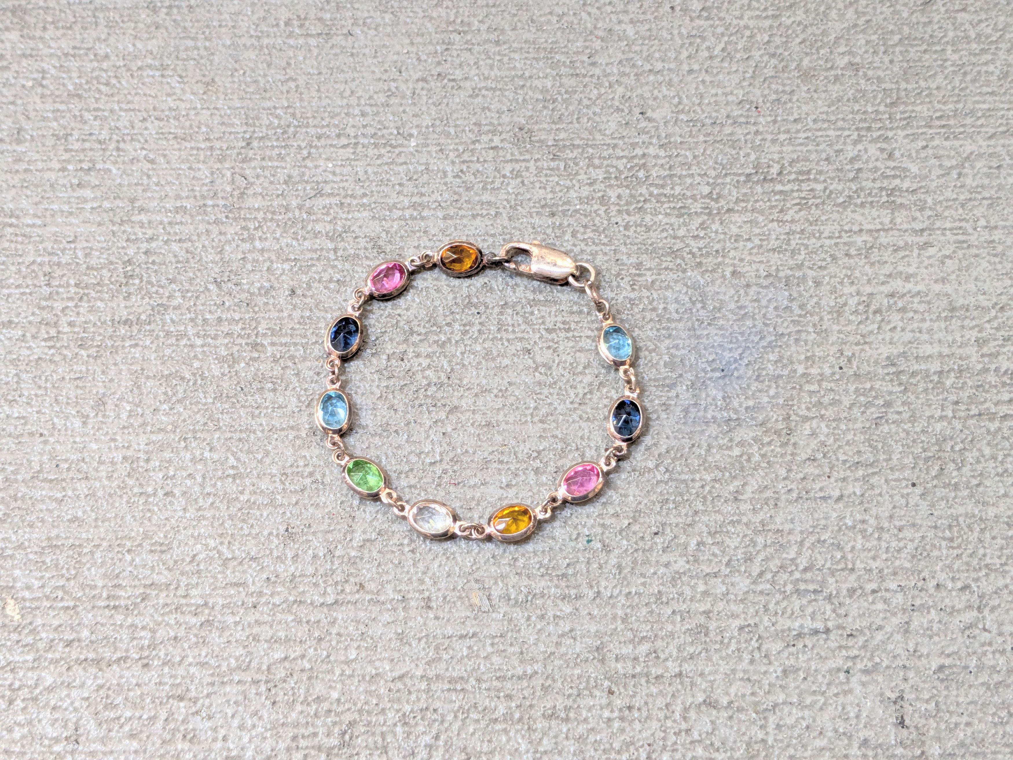 Jewelry x Vintage Sterling Silver Bracelet 7.25" Milor Italy Rainbow, Men's