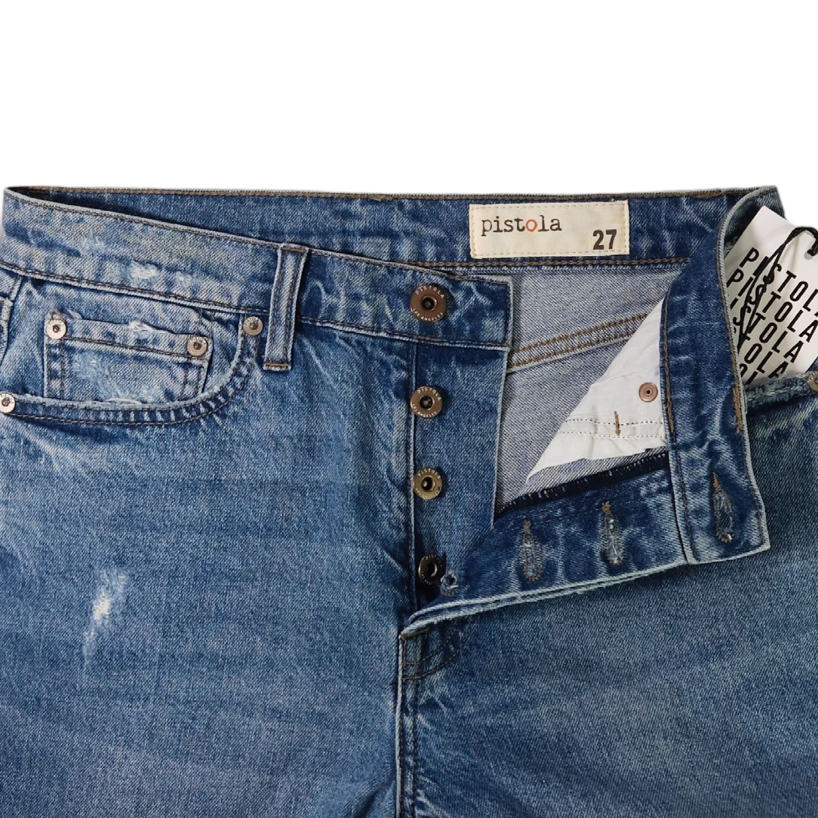 Pistola NWT Pistola Madi Embroidered Modern Slim Denim Jeans Sz. 27 Size 27" / US 4 / IT 40 - 5 Thumbnail