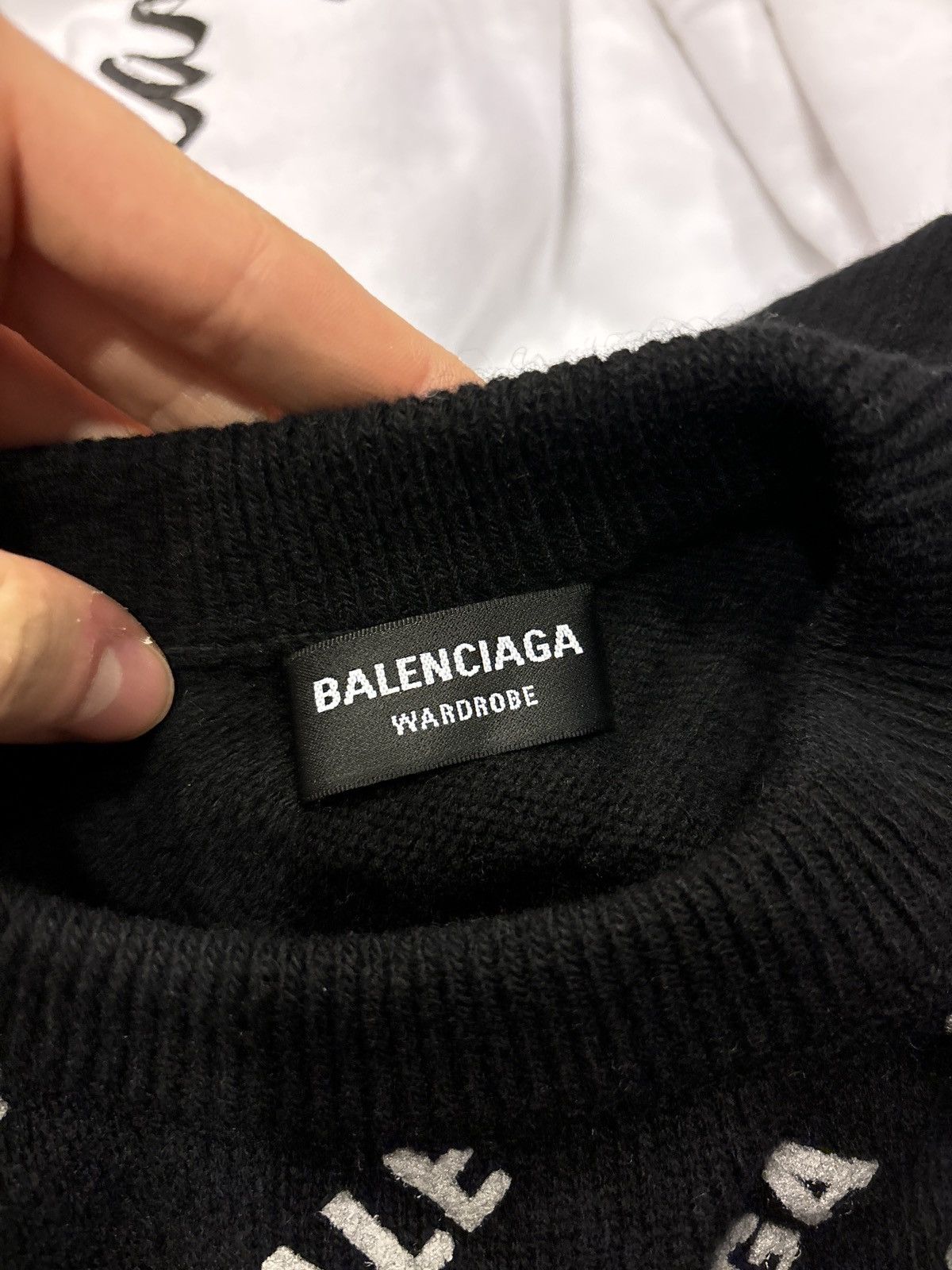 Balenciaga Balenciaga Black/White All Over Wool Sweater Size US XL / EU 56 / 4 - 5 Thumbnail
