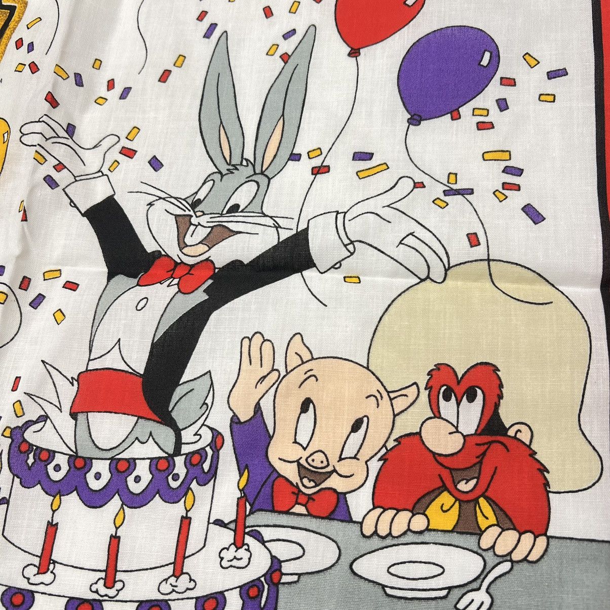 Vintage × Warner Bros VTG Looney Tunes Bandana Handkerchief Bugs Bunny 50th Size ONE SIZE - 5 Thumbnail