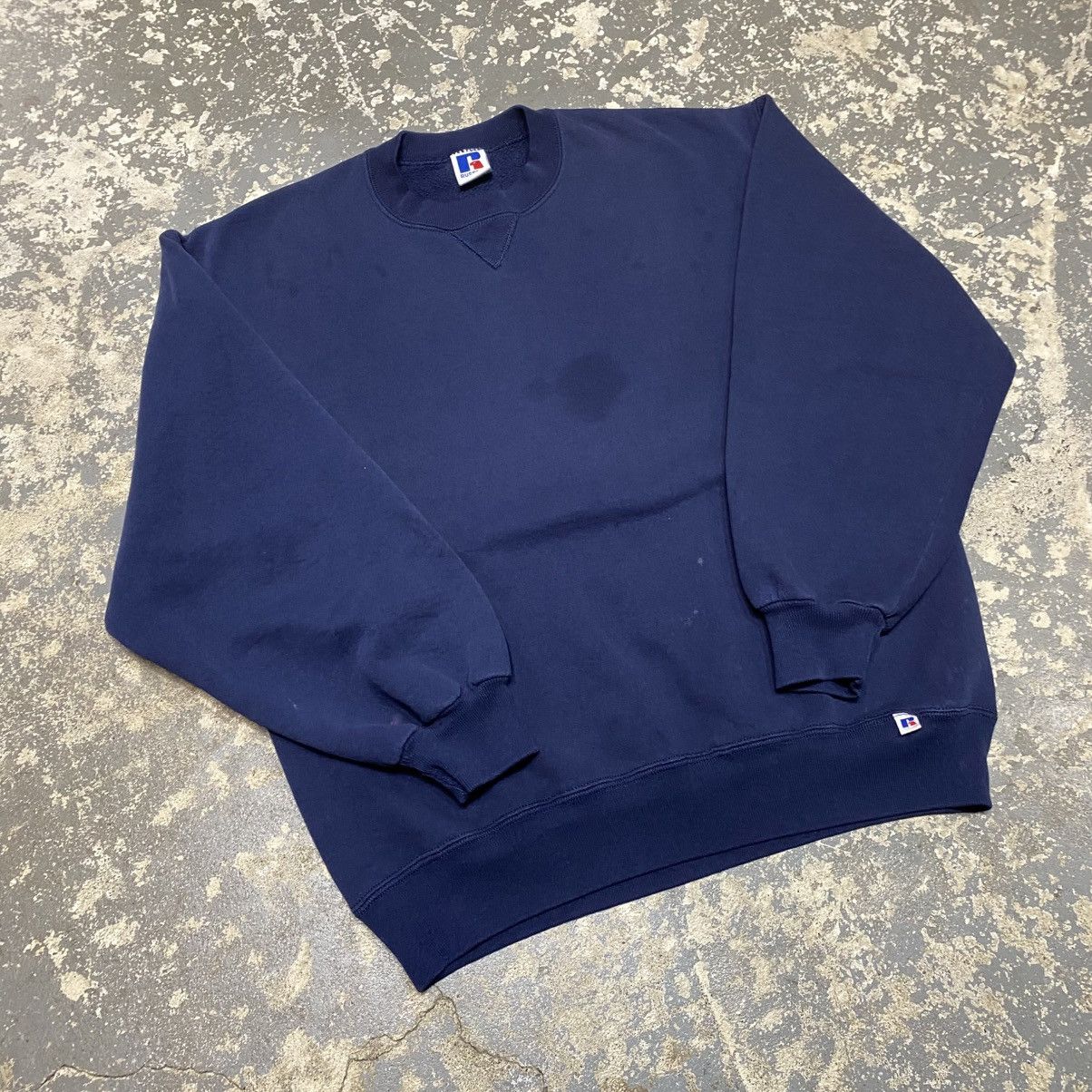 Russell Athletic × Vintage Vintage Russell Athletic Navy Blank Boxy Crewneck Hoodie USA Size US L / EU 52-54 / 3 - 9 Thumbnail