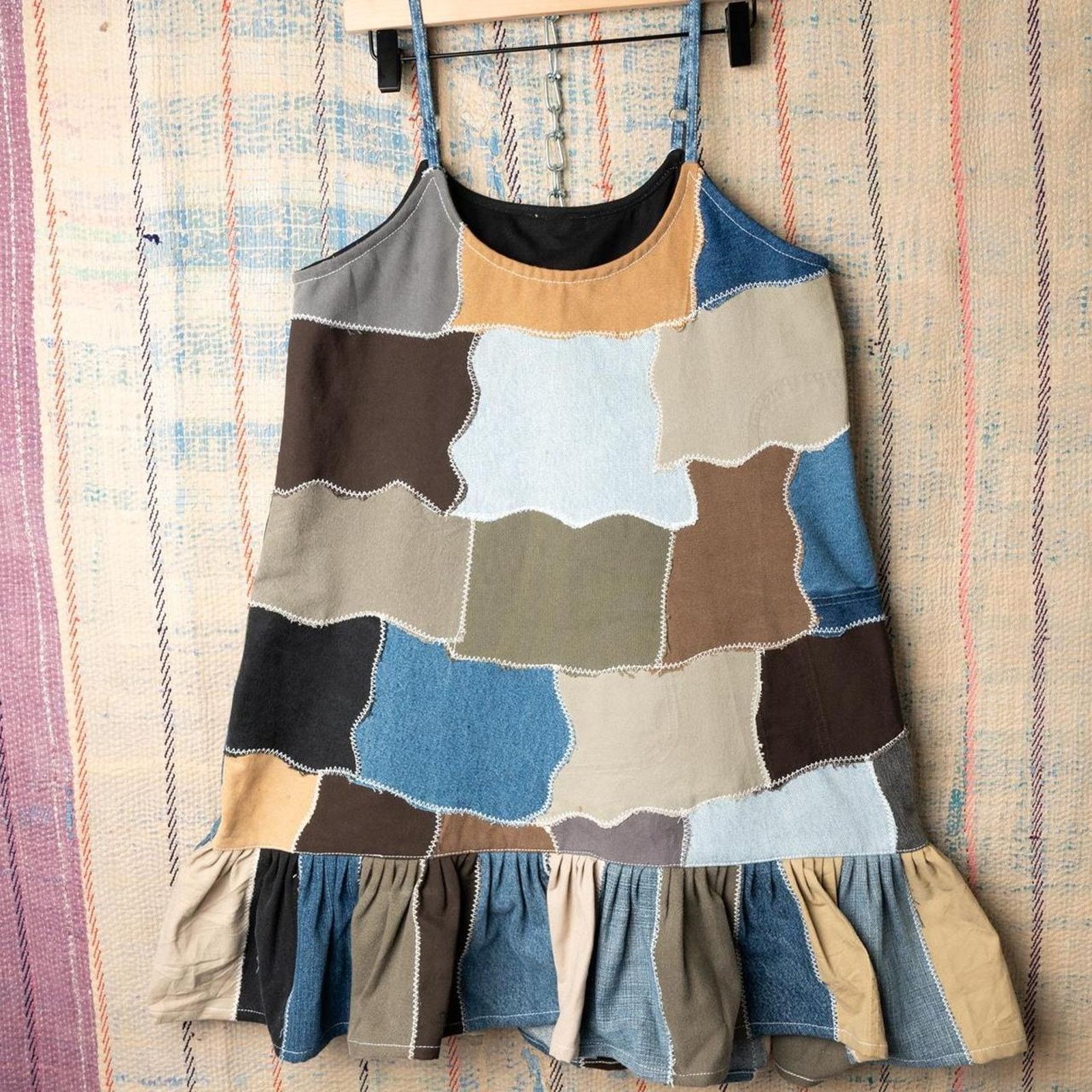 Other Custom patchwork mini dress with ruffle hem Size S / US 4 / IT 40 - 1 Thumbnail