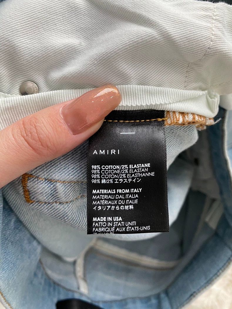 Amiri Amiri Washed Blue Destroyed Logo Applique Jean Size US 32 / EU 48 - 4 Thumbnail
