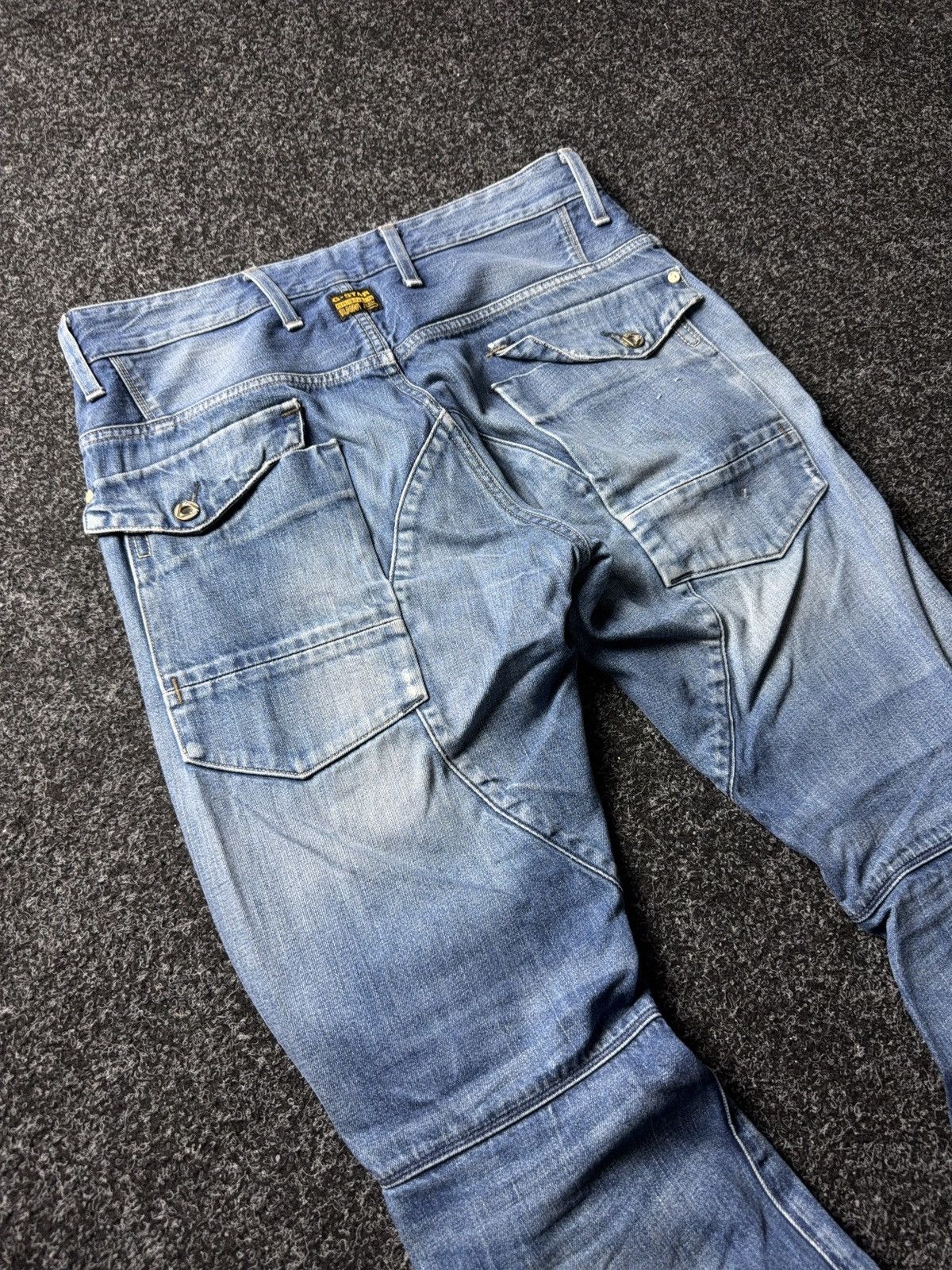 G-Star Vinatge 00s G-Star RAW Elwood 3D Cargo Distressed Jeans Blue Size US 30 / EU 46 - 16 Thumbnail