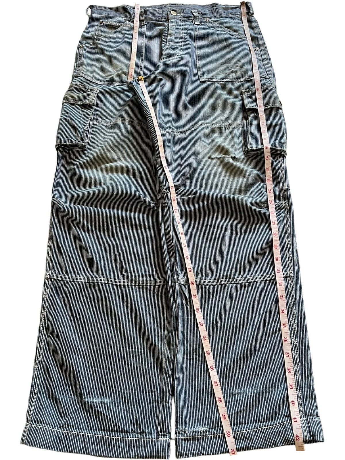 Japanese Brand Vintage Japanese Brand Hickory Style Baggy Cargo Jeans Size US 35 - 12 Thumbnail