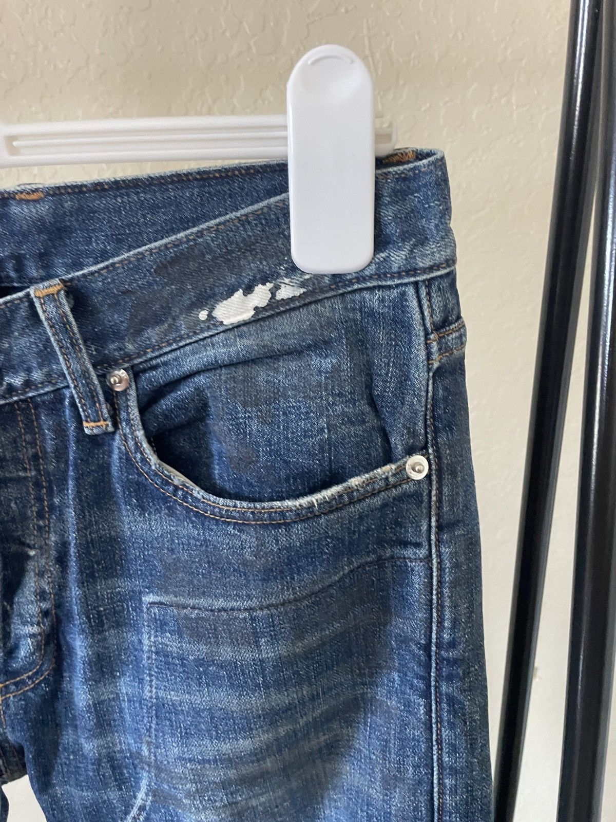 Mr. Completely Button Fly Distressed paint plash skinny jeans Size US 30 / EU 46 - 6 Thumbnail