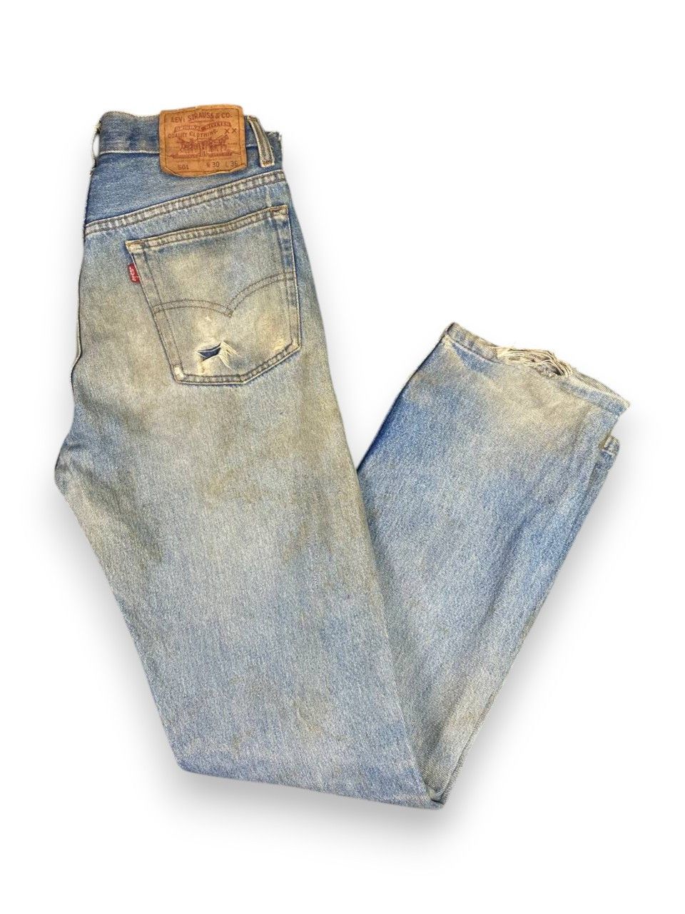 Levi's vintage 80s levis501 distressed denim nice design Size US 30 / EU 46 - 2 Thumbnail