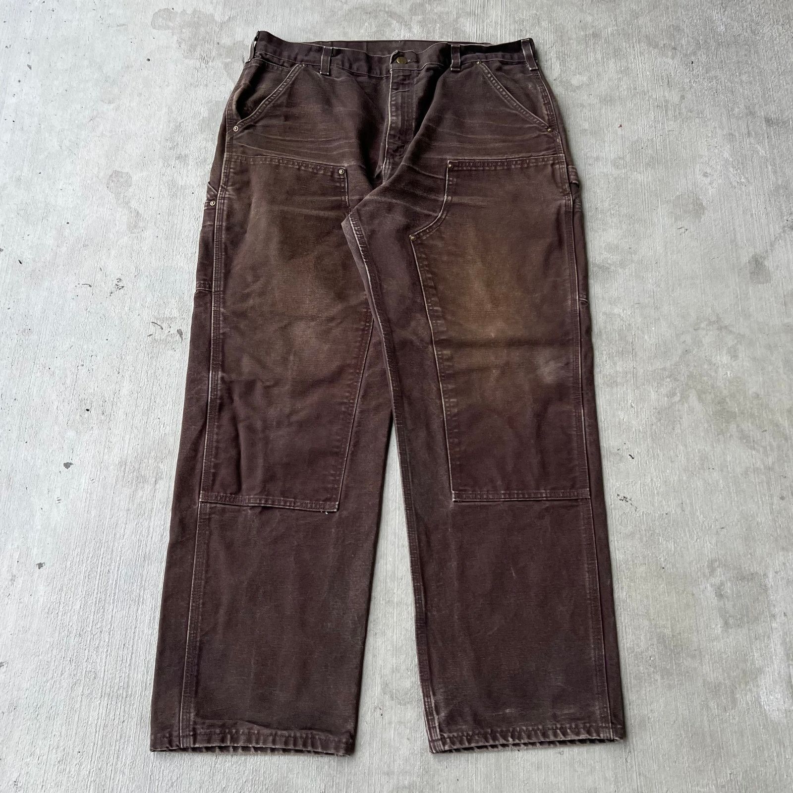Carhartt × Vintage Carhartt brown faded double knee work wear carpenter pants Size US 36 / EU 52 - 1 Thumbnail