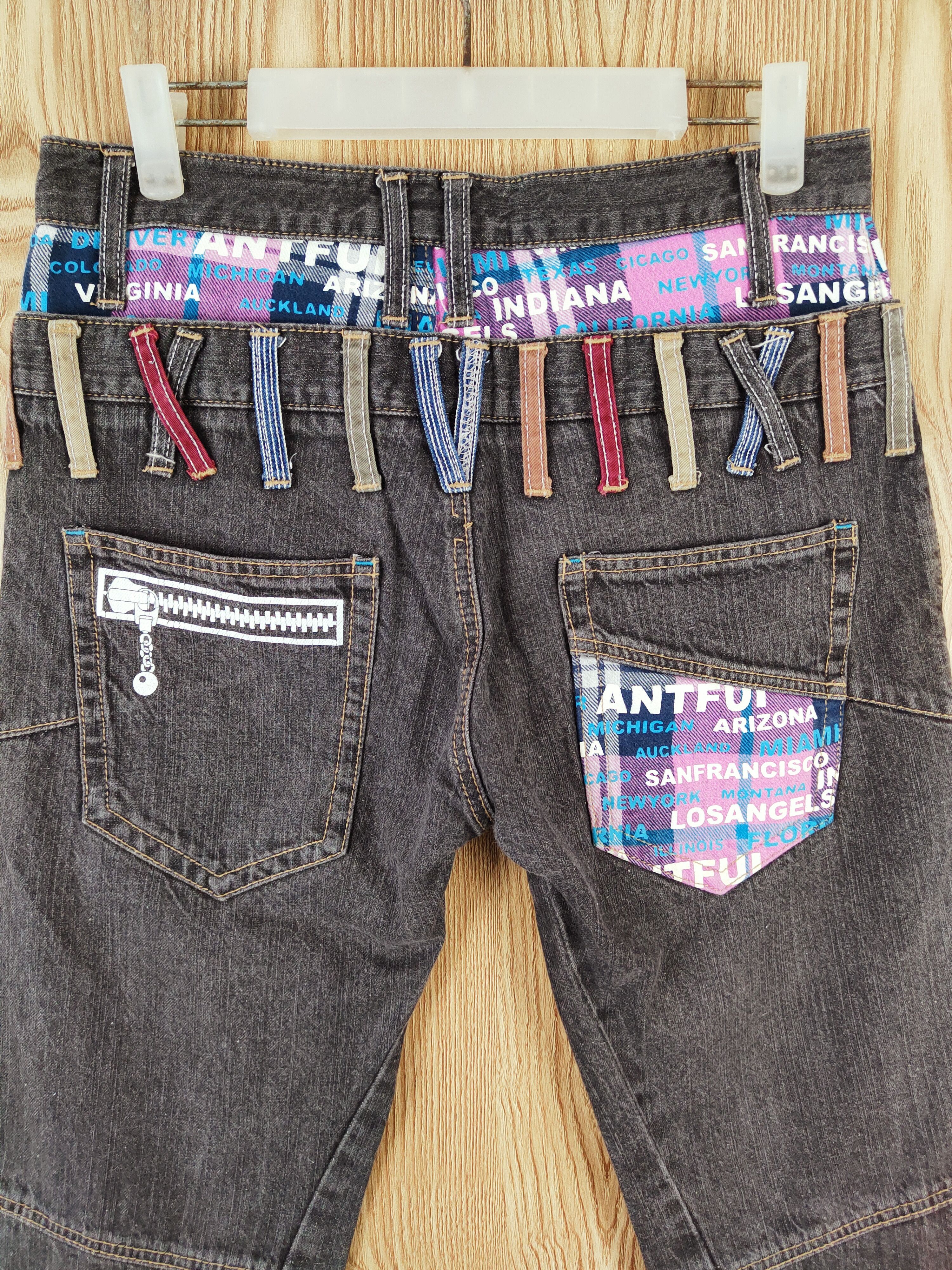 Japanese Brand Antfui Black double waist Faded Ripped denim #W385 Size US 30 / EU 46 - 8 Thumbnail