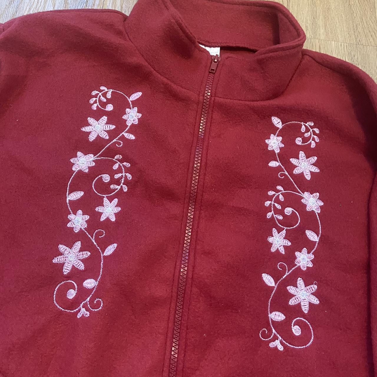 Other Burgundy and white floral embroidered zip up Size US L / EU 52-54 / 3 - 3 Thumbnail