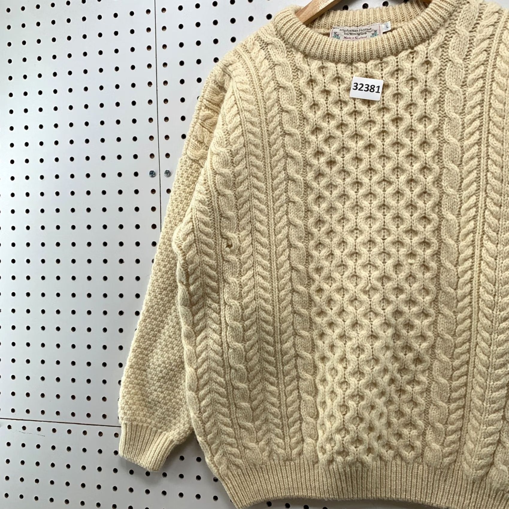 Highland 2000 Highland Home Industries VINTAGE Knit Sweater Womens L Wool Fisherman Beige 20x24.5 Size L / US 10 / IT 46 - 3 Thumbnail