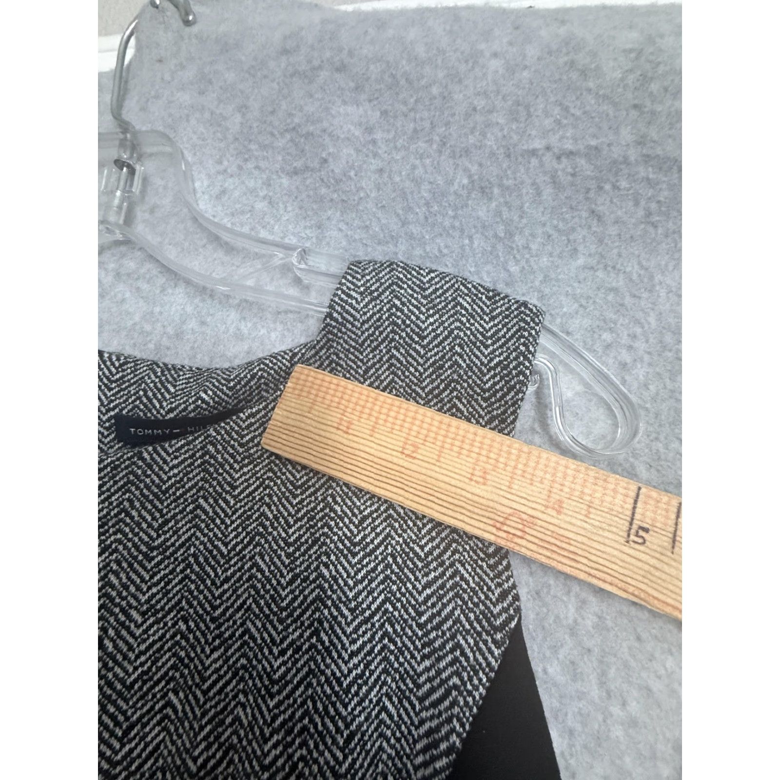 Tommy Hilfiger Tommy Hilfiger Dress Womens 12 Gray Herringbone Fit & Flare Knit Work Office Dress Size XL / US 12-14 / IT 48-50 - 4 Thumbnail