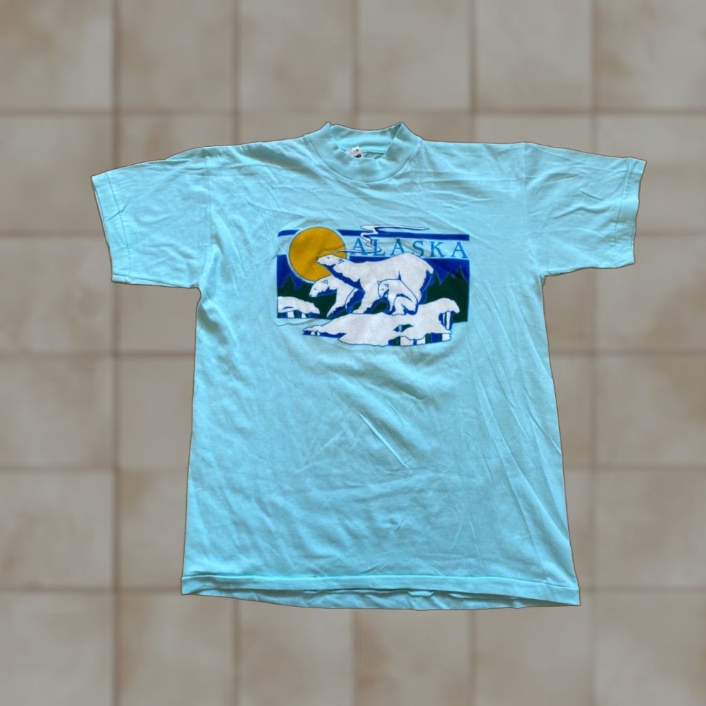 Vintage Vintage Horizon Alaska Polar Bear Mens XL T-Shirt 90s Cotton Blue Hanes Beefy-T Graphic Print Crew Neck Short Sleeve USA Made Mens Size US XL / EU 56 / 4 - 1 Thumbnail