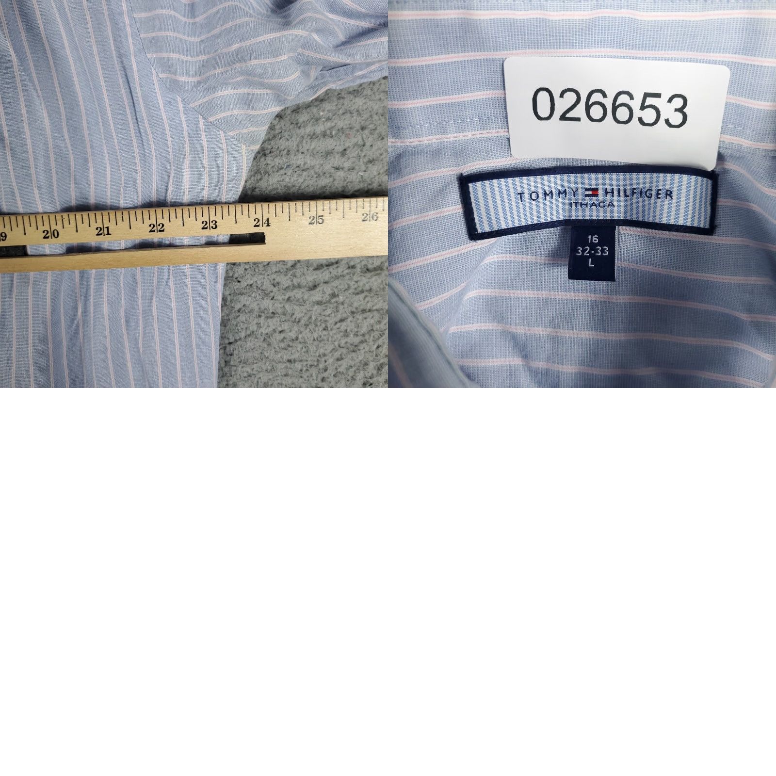 Tommy Hilfiger Tommy Hilfiger Blue Striped Button-Up Shirt Men's Large Long Sleeve Casual Size US L / EU 52-54 / 3 - 8 Thumbnail