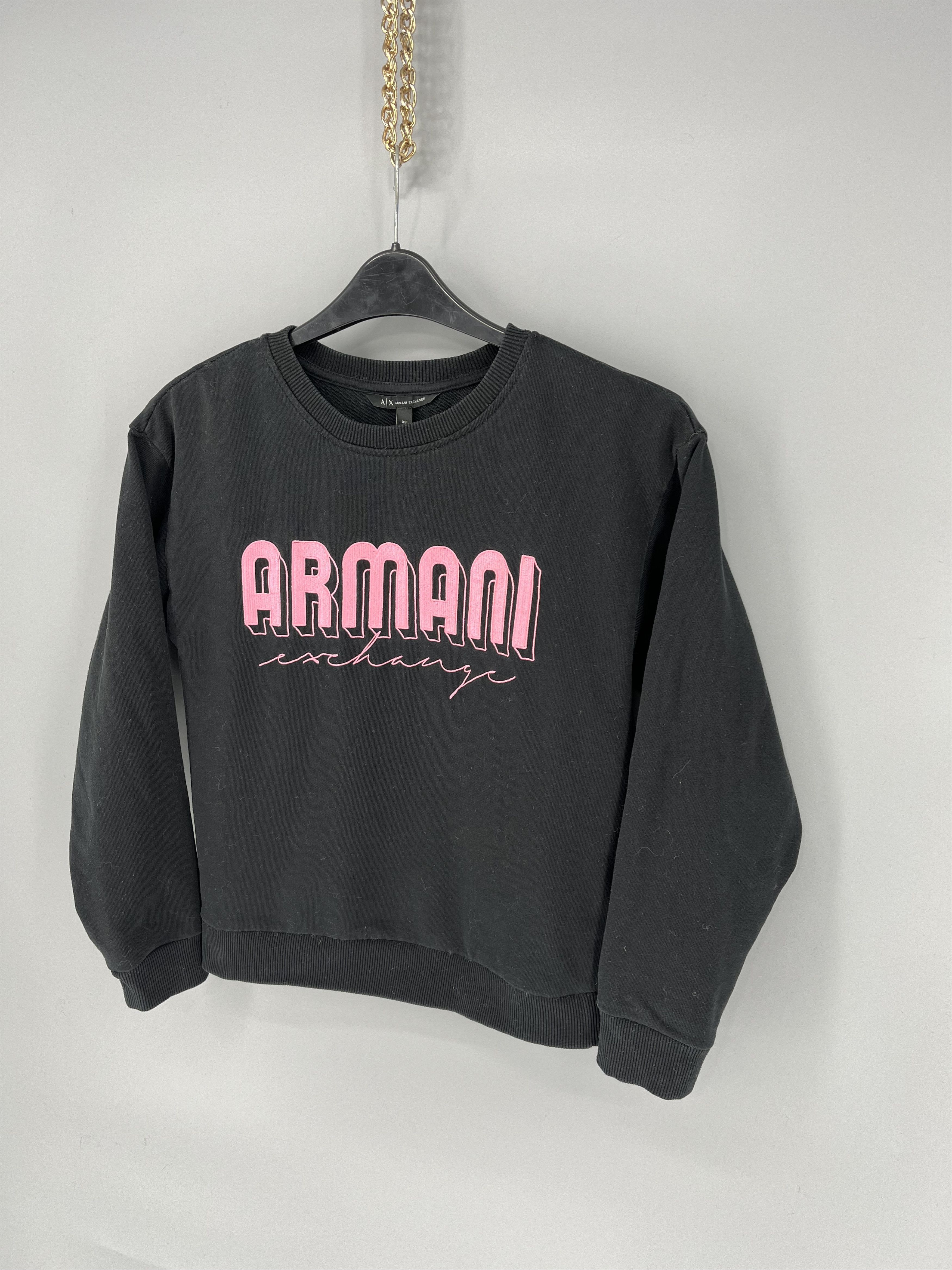 Armani × Emporio Armani × Giorgio Armani Vintage Armani Exchange Embroidery Distress Sweatshirt Size XS / US 0-2 / IT 36-38 - 3 Thumbnail