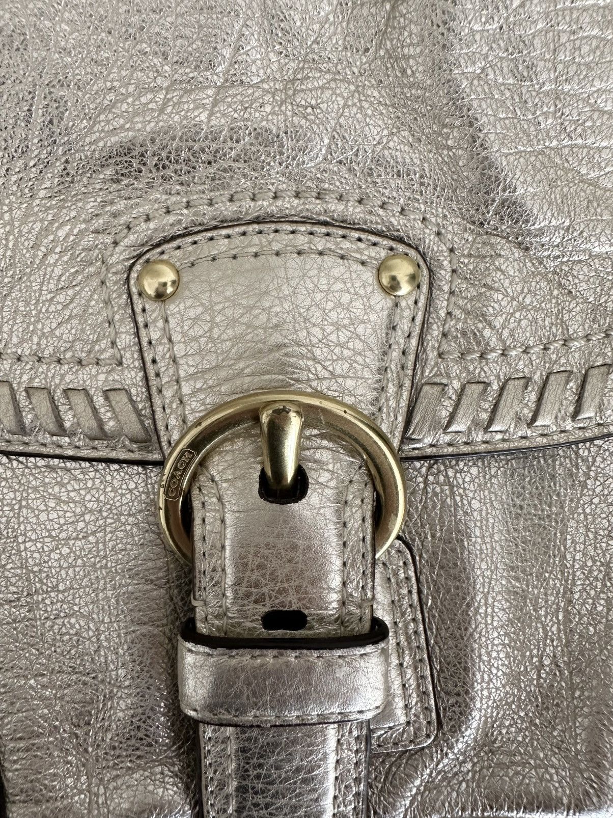 Coach Coach Metallic Whipstitch Leather Bag in Champagne Gold Size ONE SIZE - 6 Thumbnail