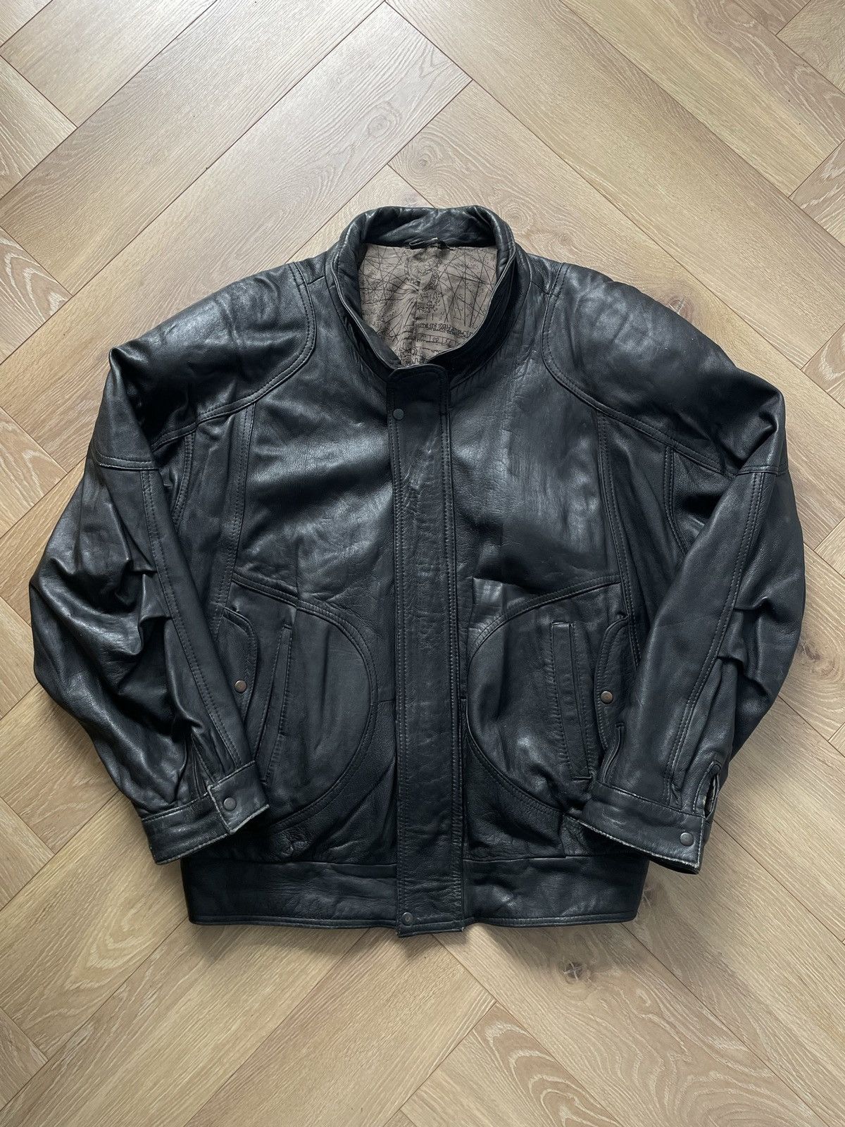 Vintage Vintage Y2k Black Real Leather Zip Bomber Jacket Avant Garde Size US XL / EU 56 / 4 - 1 Thumbnail