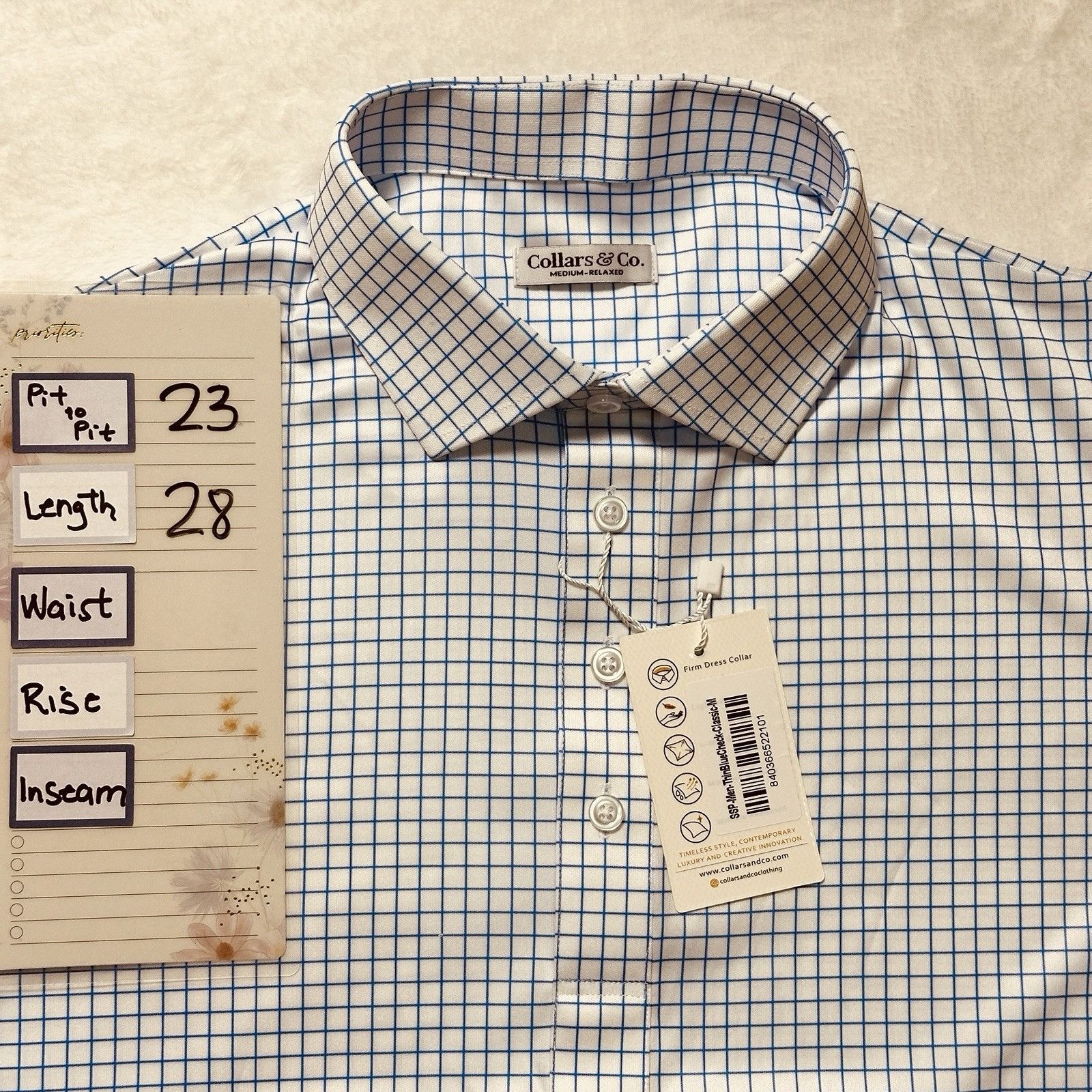 Other Collars & Co. The Original Dress Polo Sz M Relaxed Blue-Grid Size US M / EU 48-50 / 2 - 8 Thumbnail