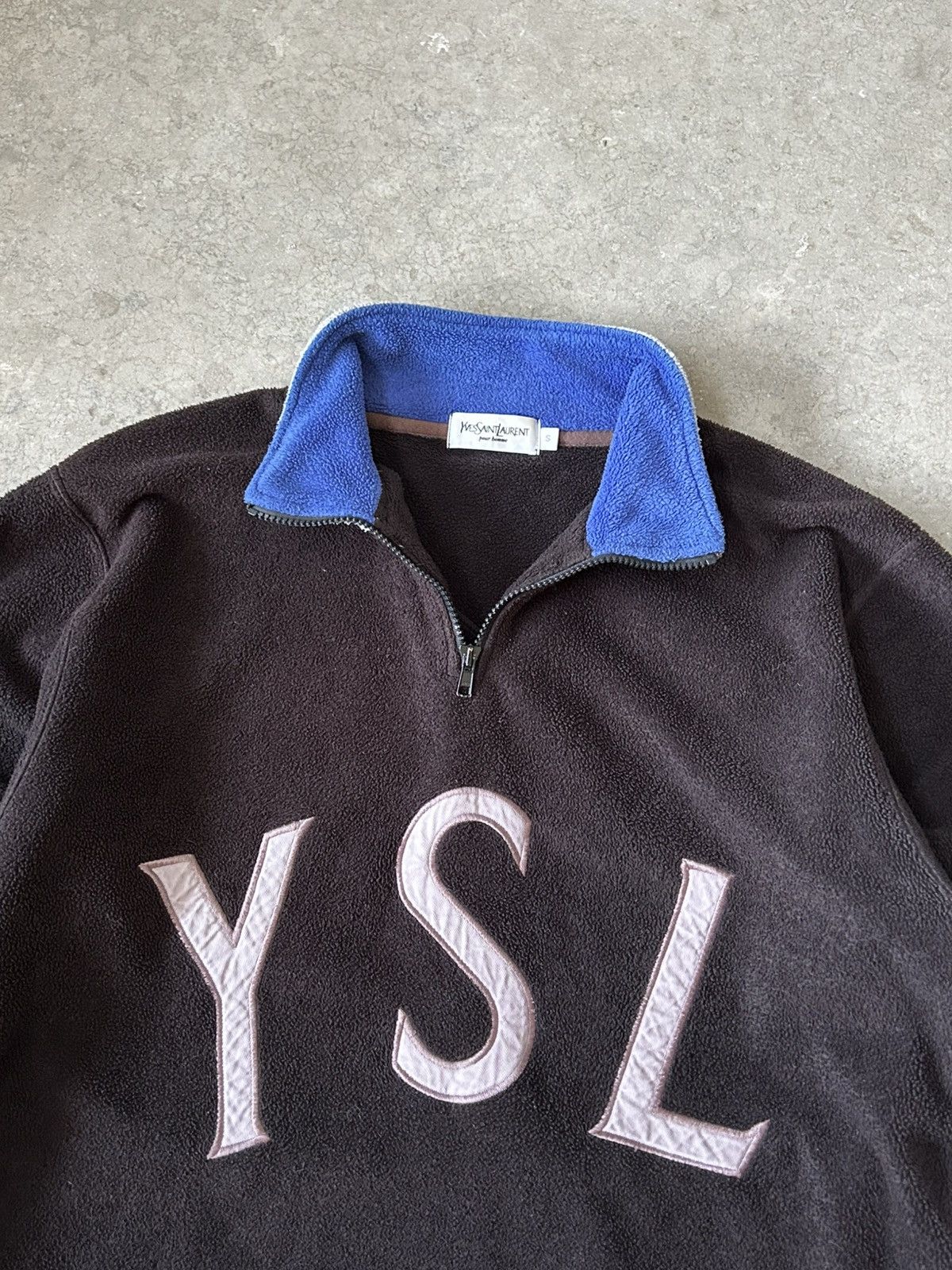 Vintage Yves Saint Laurent Vintage Fleece Pullover YSL Big Logo Size US S / EU 44-46 / 1 - 12 Thumbnail
