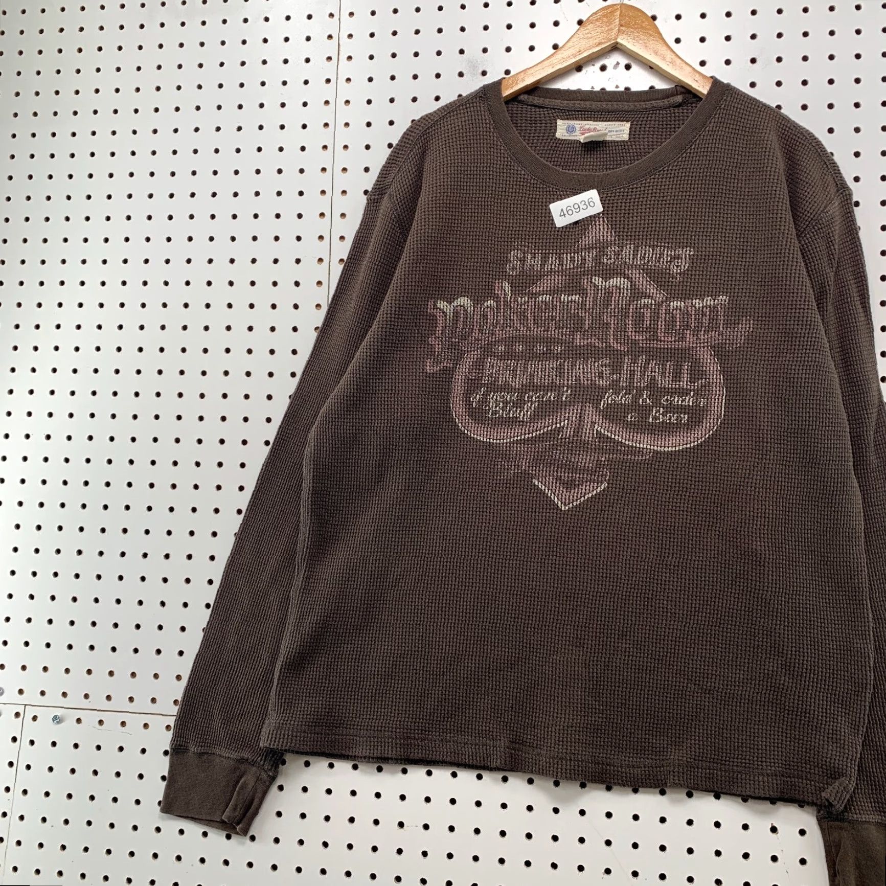Lucky Brand Lucky Brand Thermal Shirt Mens XL Brown Poker Ace Spades Long Sleeve Shirt Size US XL / EU 56 / 4 - 5 Thumbnail