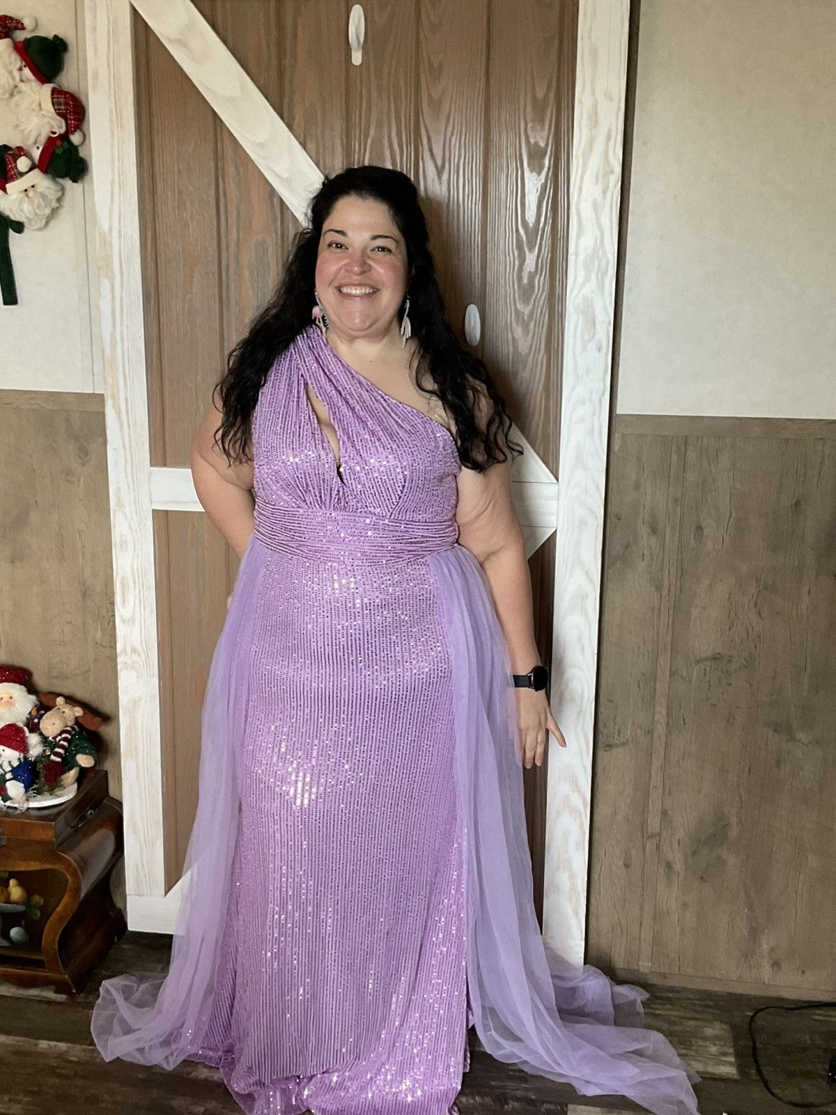 Other Elegant purple one shoulder evening gown w/ mesh overly Size 3XL / US 20-22 - 1 Thumbnail