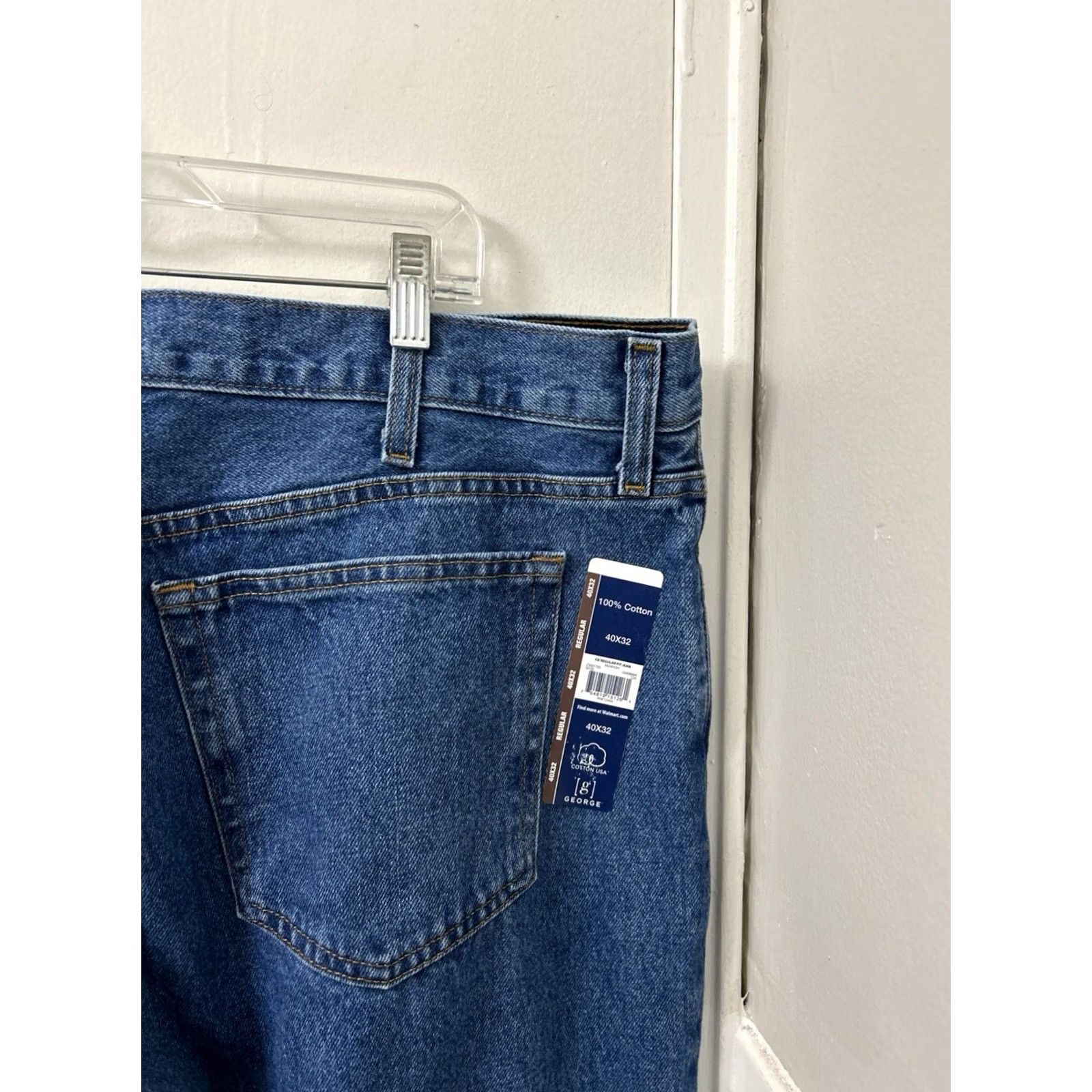 George George Jeans Mens 40x32 Blue Regular Fit Denim Pants Straight Leg 5-Pocket Zipper Button INSEAM 32 YKK Size US 40 / EU 56 - 4 Thumbnail