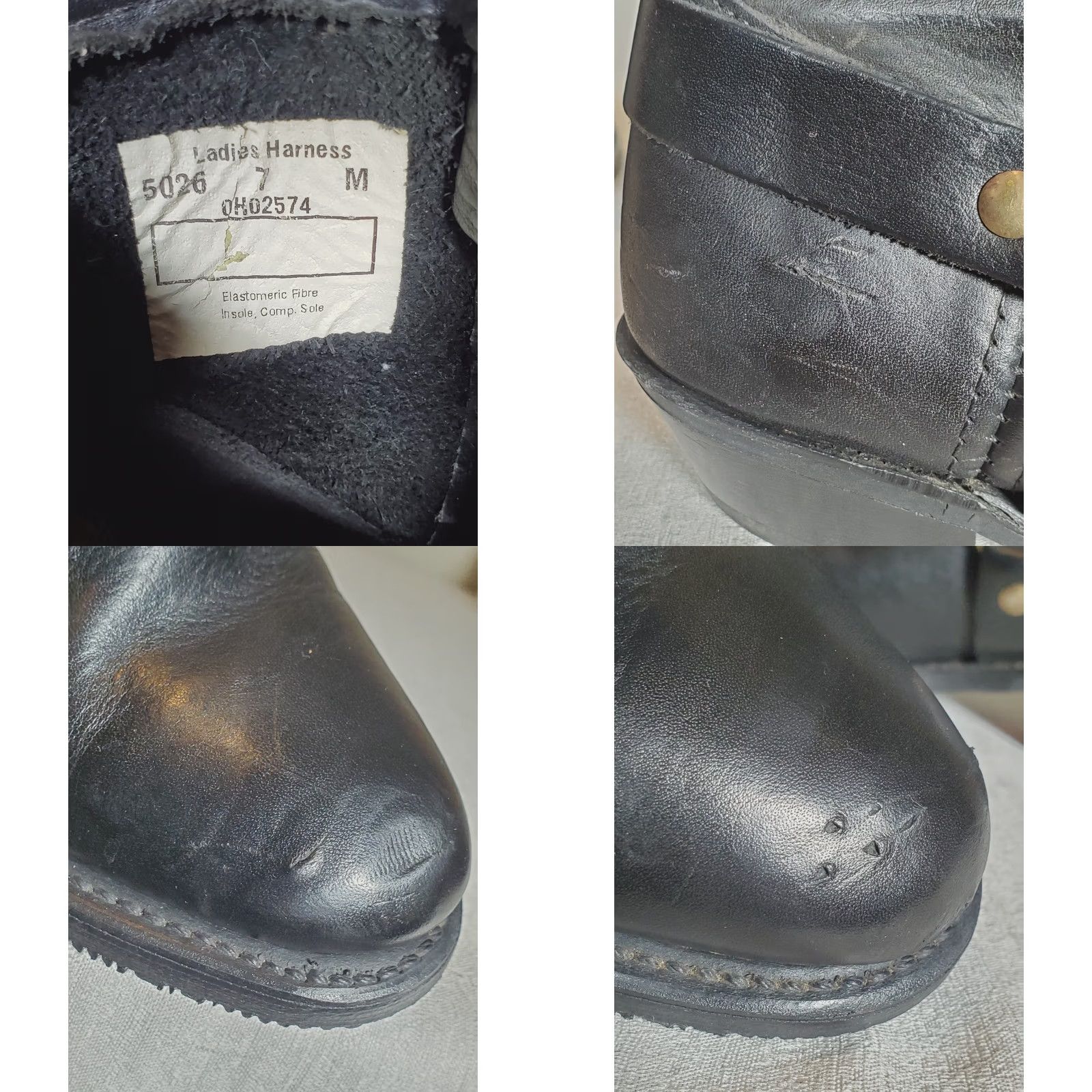 Vintage Double-H Boots Ladies Harness Black Leather Moto Western 5026 Women's US 7 M Boots Size US 7 / IT 37 - 9 Thumbnail