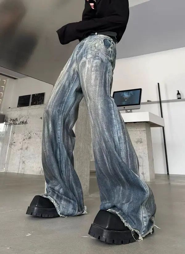 VIBE Street distressed corrugated crease micro-flared jeans Size US 32 / EU 48 - 3 Thumbnail