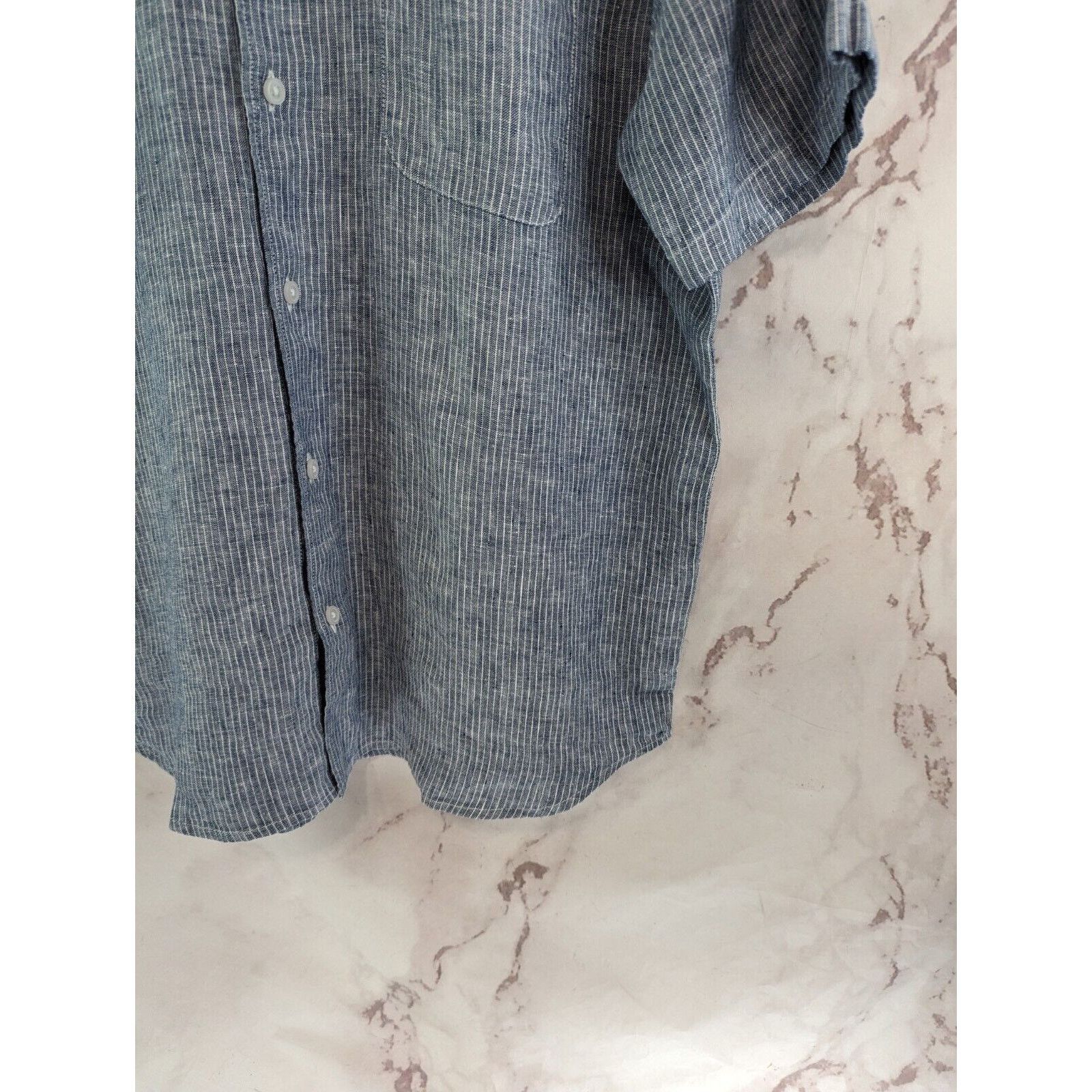 Everlane Everlane Shirt Men Medium Pinstripe Blue Linen Button Down Size US M / EU 48-50 / 2 - 4 Thumbnail