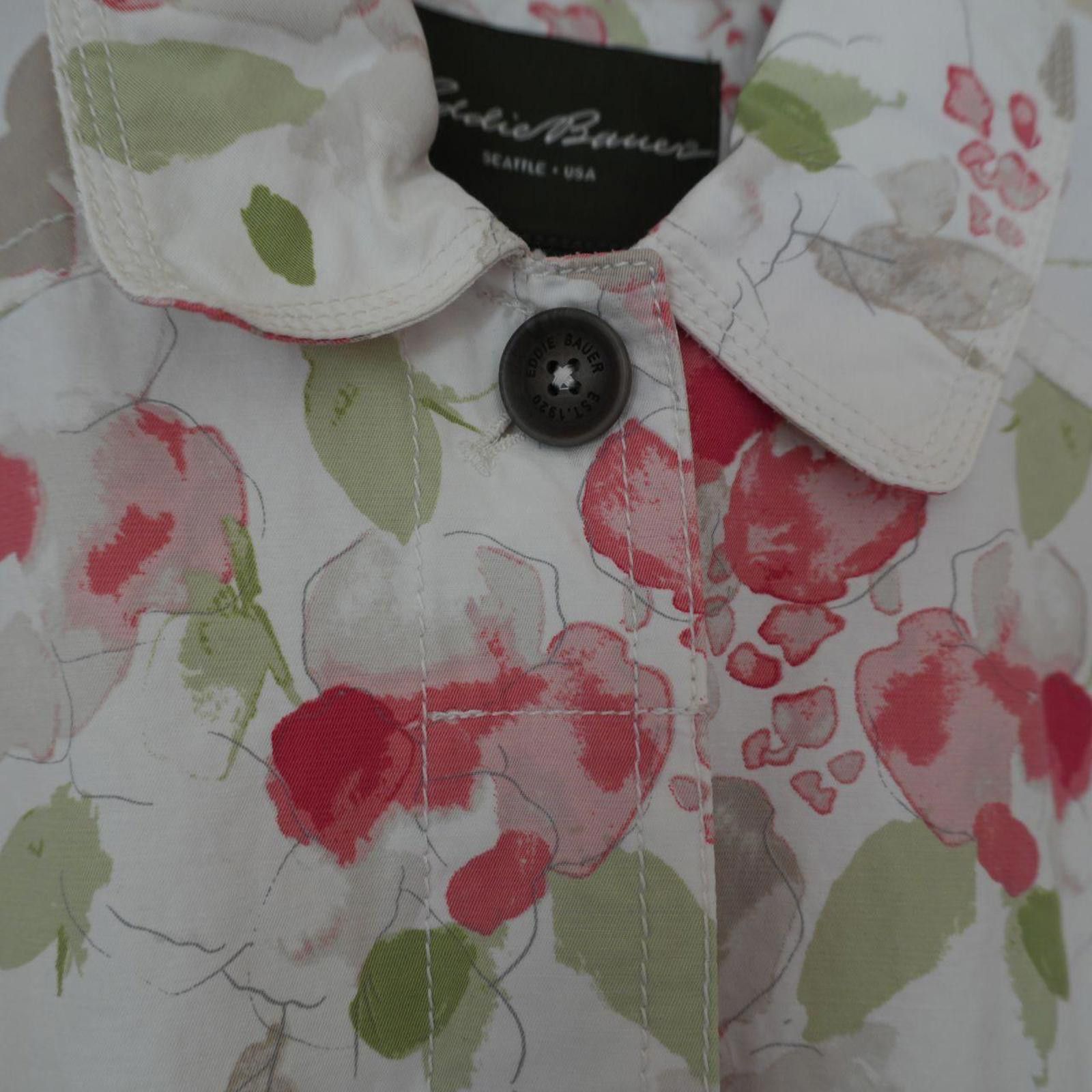 Eddie Bauer Eddie Bauer Coat Women's S White Trench Floral Size S / US 4 / IT 40 - 3 Thumbnail