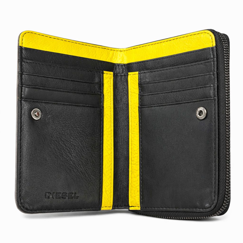 Diesel Diesel Y2K Nylon Mesh Zip Wallet Black Yellow Size ONE SIZE - 2 Thumbnail