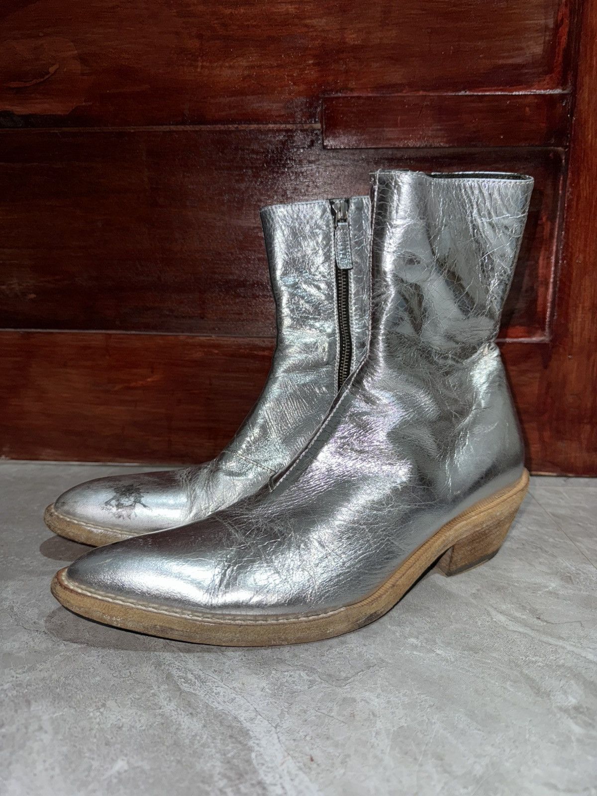 Haider Ackermann F/W 20 Garth Silver Boots