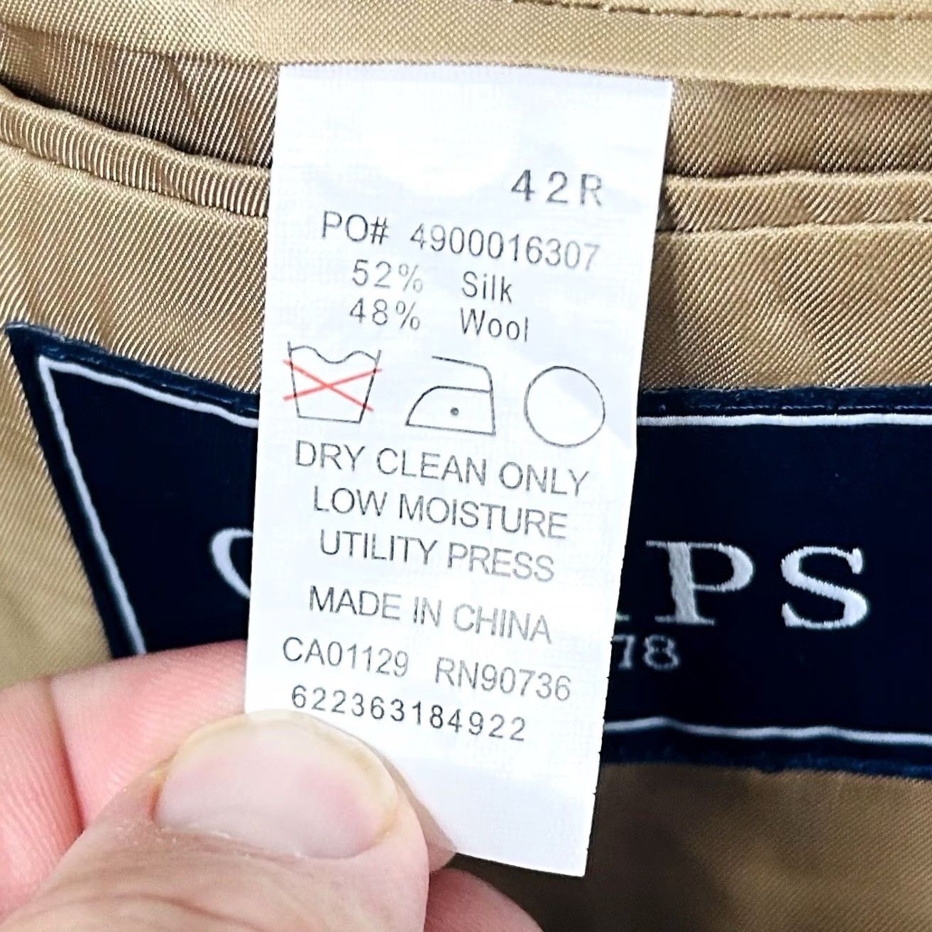 Chaps Chaps Sport Coat 42R Silk Wool Blend Gold Houndstooth Two-Button Lined Vented Jacket Men Regular Notch Lapel Vintage No Size US XS / EU 42 / 0 - 4 Thumbnail