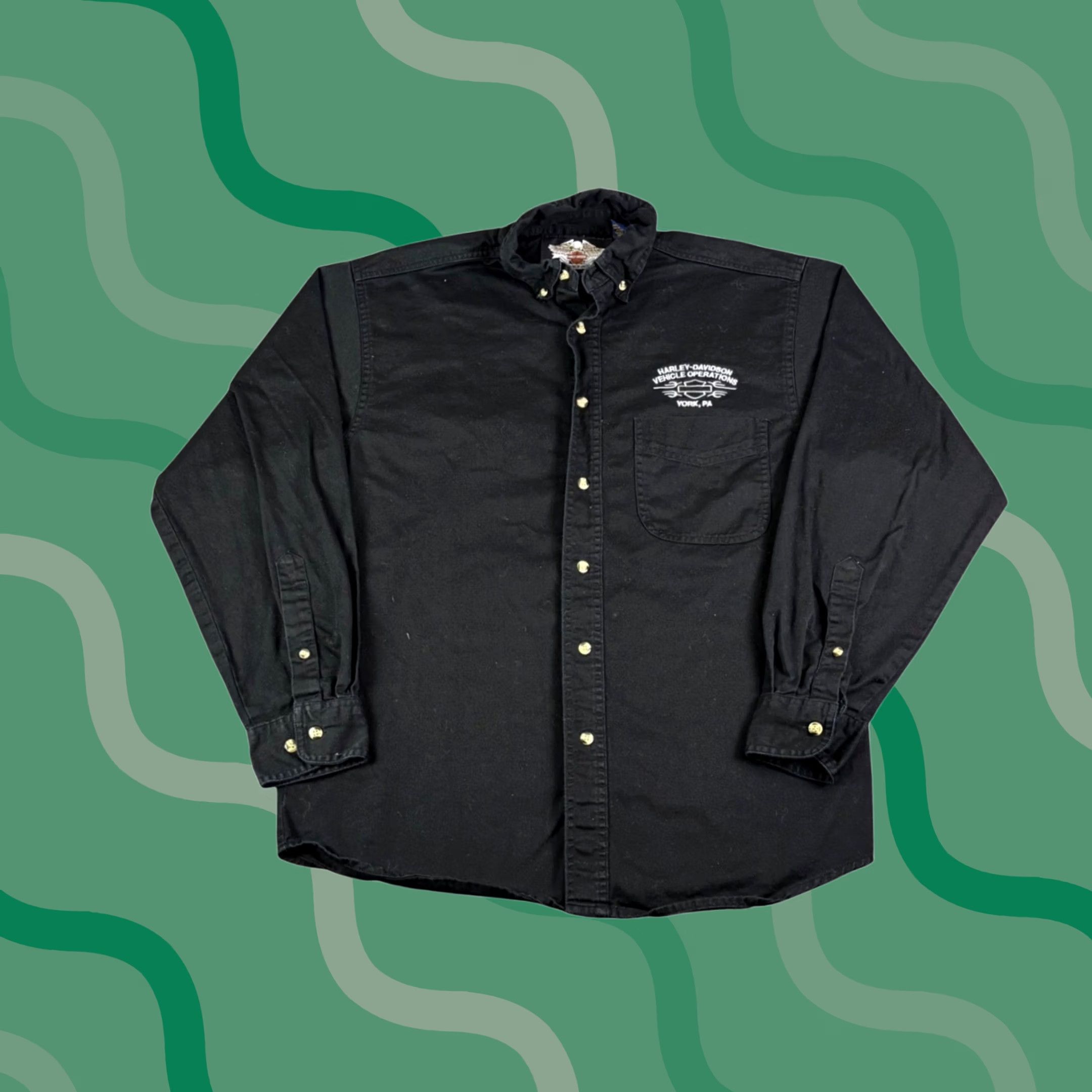 Harley Davidson Harley-Davidson Mens Black Cotton Embroidered Vehicle Operations Shirt Size US S / EU 44-46 / 1 - 1 Thumbnail