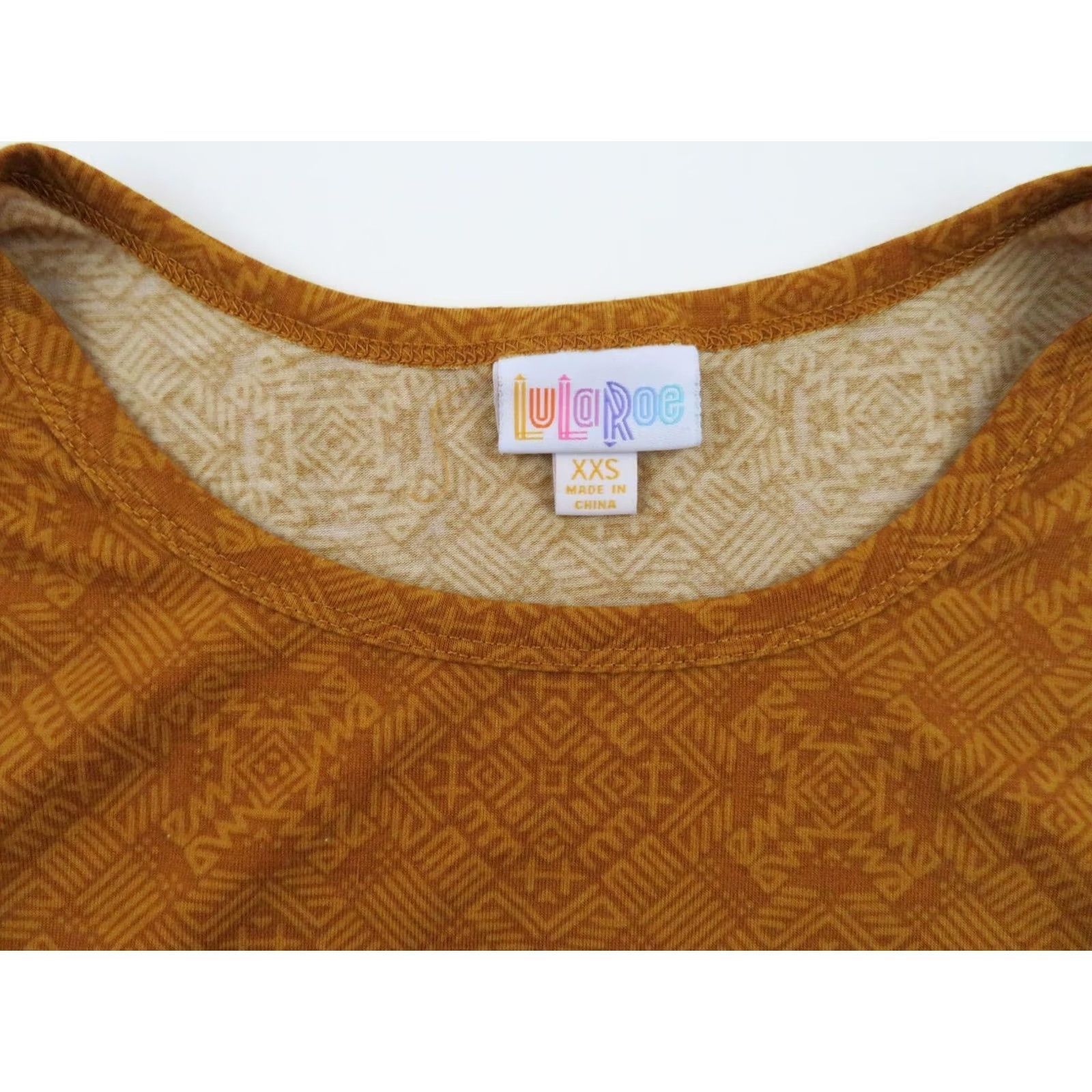 Vintage LuLaRoe Carly Dress Women's Aztec Geometric Orange Stretch Swing High Low 2XS Knee Length Easy Care Size XXS / US 00 / IT 34 - 4 Thumbnail