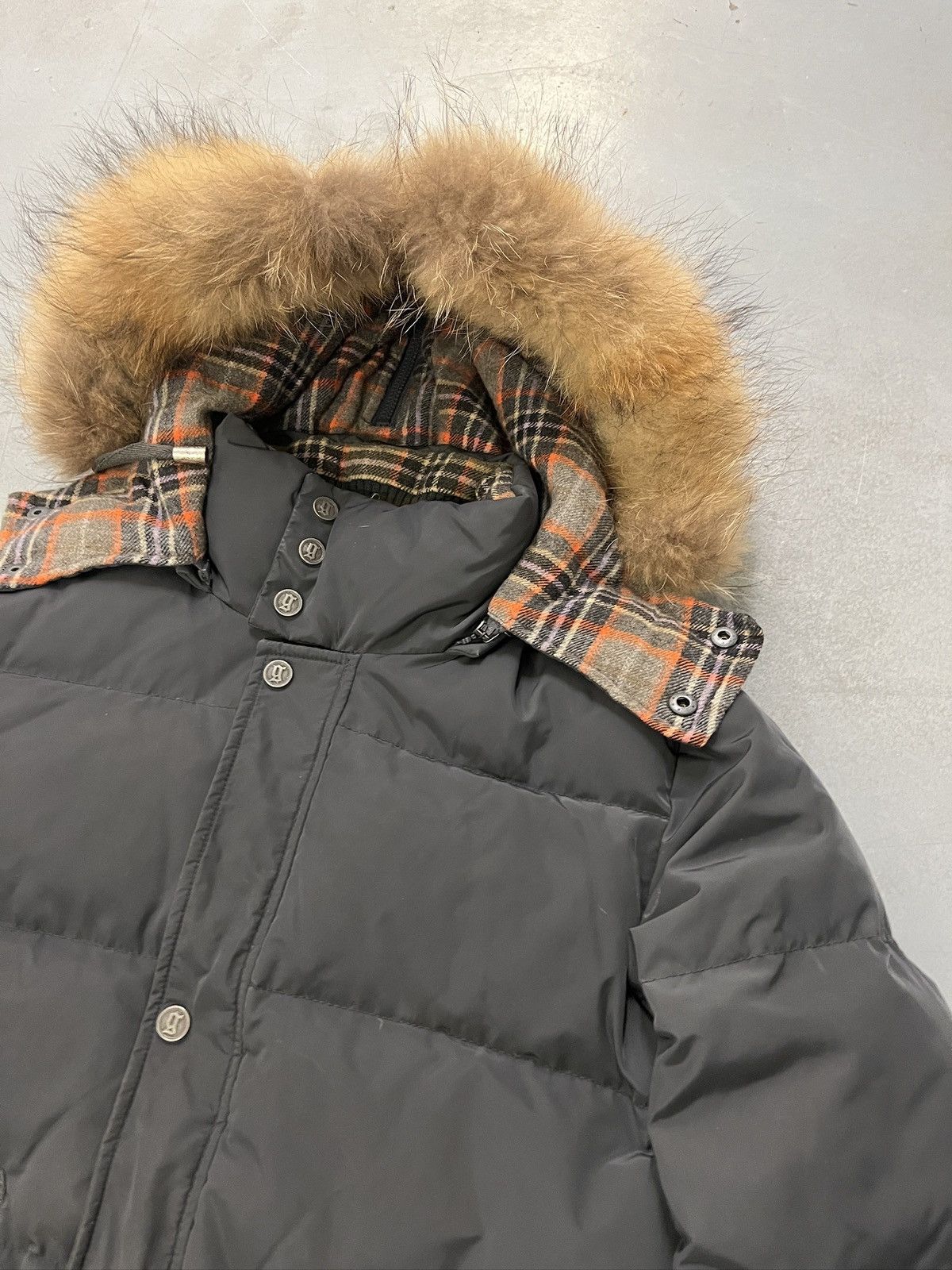 John Galliano John Galliano Tartan Panel Fur Hood Down Jacket Size US XL / EU 56 / 4 - 6 Thumbnail