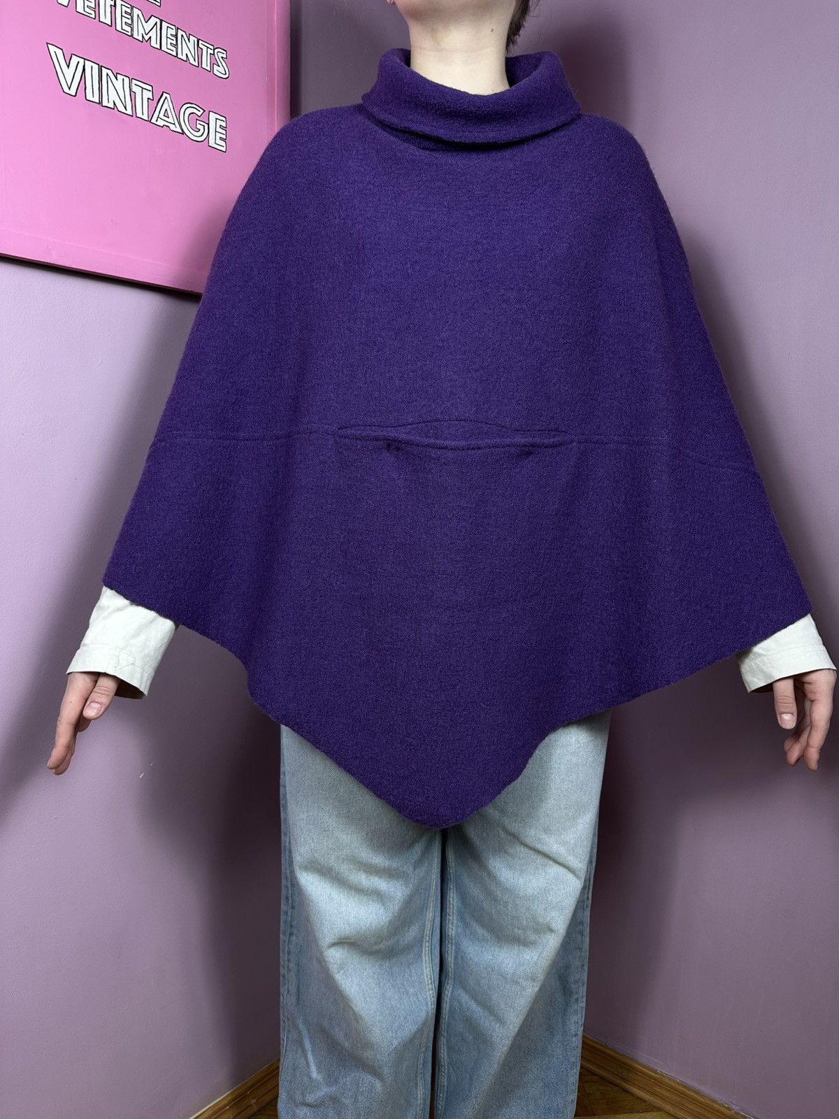 Marimekko Marimekko Mika Piirainen Wool Poncho Cape Coat Turtleneck Size ONE SIZE - 2 Thumbnail