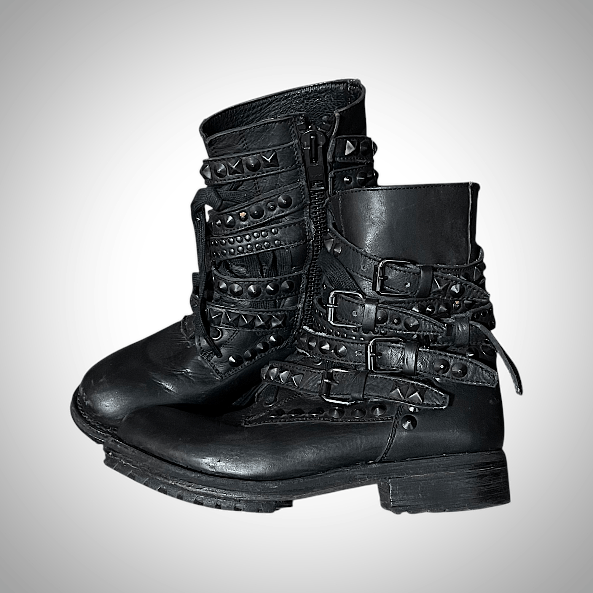 ASH Ash Studded Belt Strap Leather Boots Size US 8 / IT 38 - 4 Thumbnail