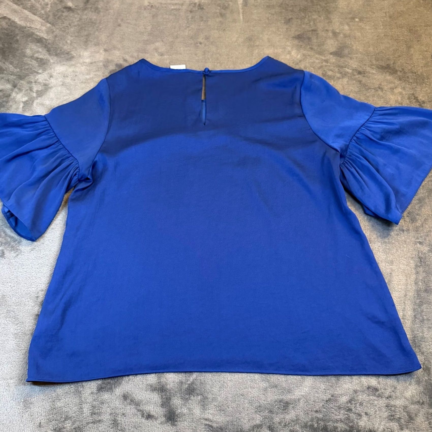 Vintage Cabi Blouse Womens Large Blue Bell Sleeve Keyhole Back Flutter Shirt Size L / US 10 / IT 46 - 4 Thumbnail