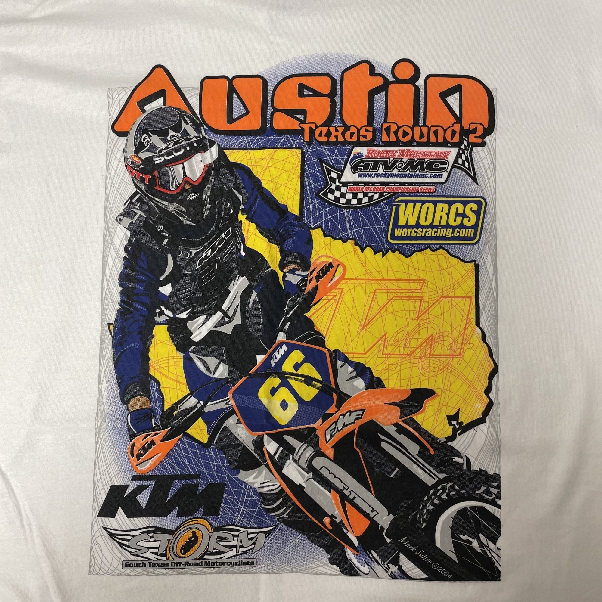Hanes NOS New Austin TX Round 2 KTM Storm Dirt Bike Racing T Shirt Size US XL / EU 56 / 4 - 1 Thumbnail