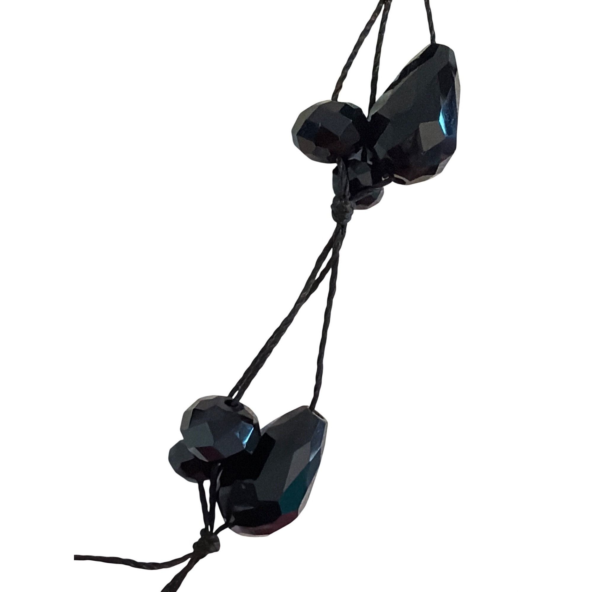 Other Vintage Black Glass Bead Cluster Necklace Multi Strand Woven Size ONE SIZE - 3 Thumbnail