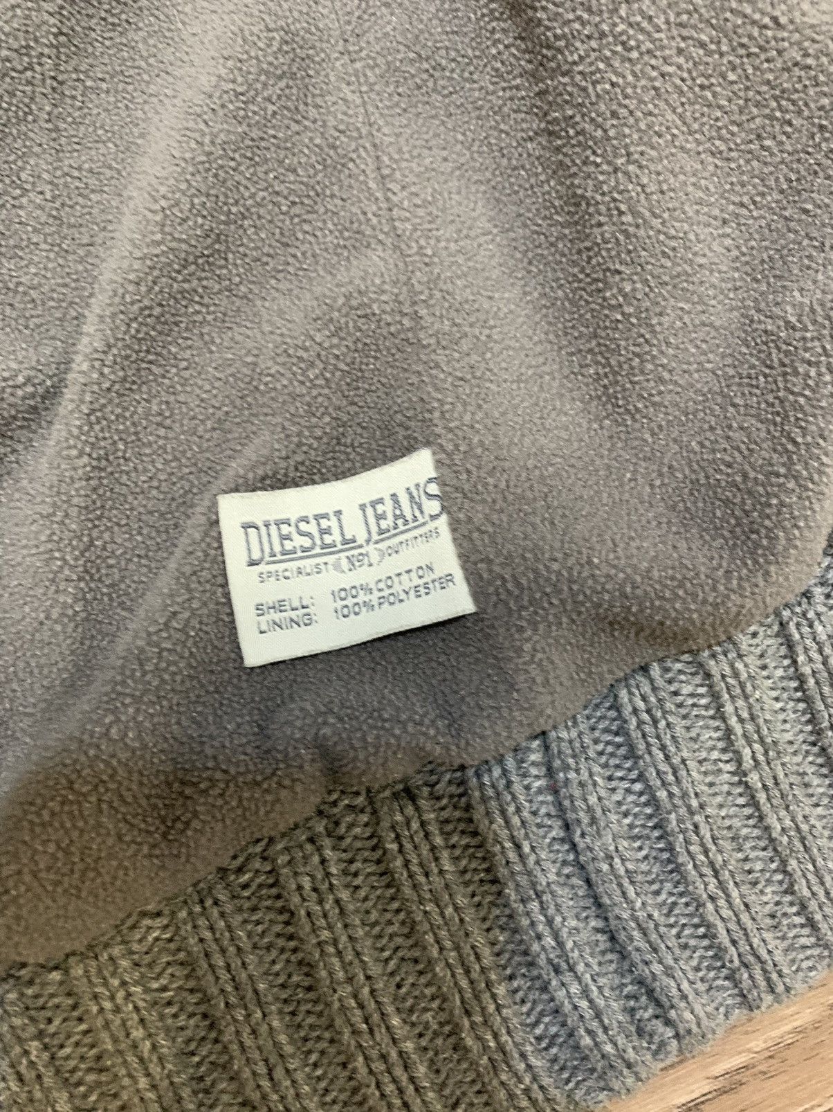 Diesel × Vintage Vintage Diesel Y2K Grey Knit Zip Hoodie Avant Garde Fur Hood Size US M / EU 48-50 / 2 - 9 Thumbnail