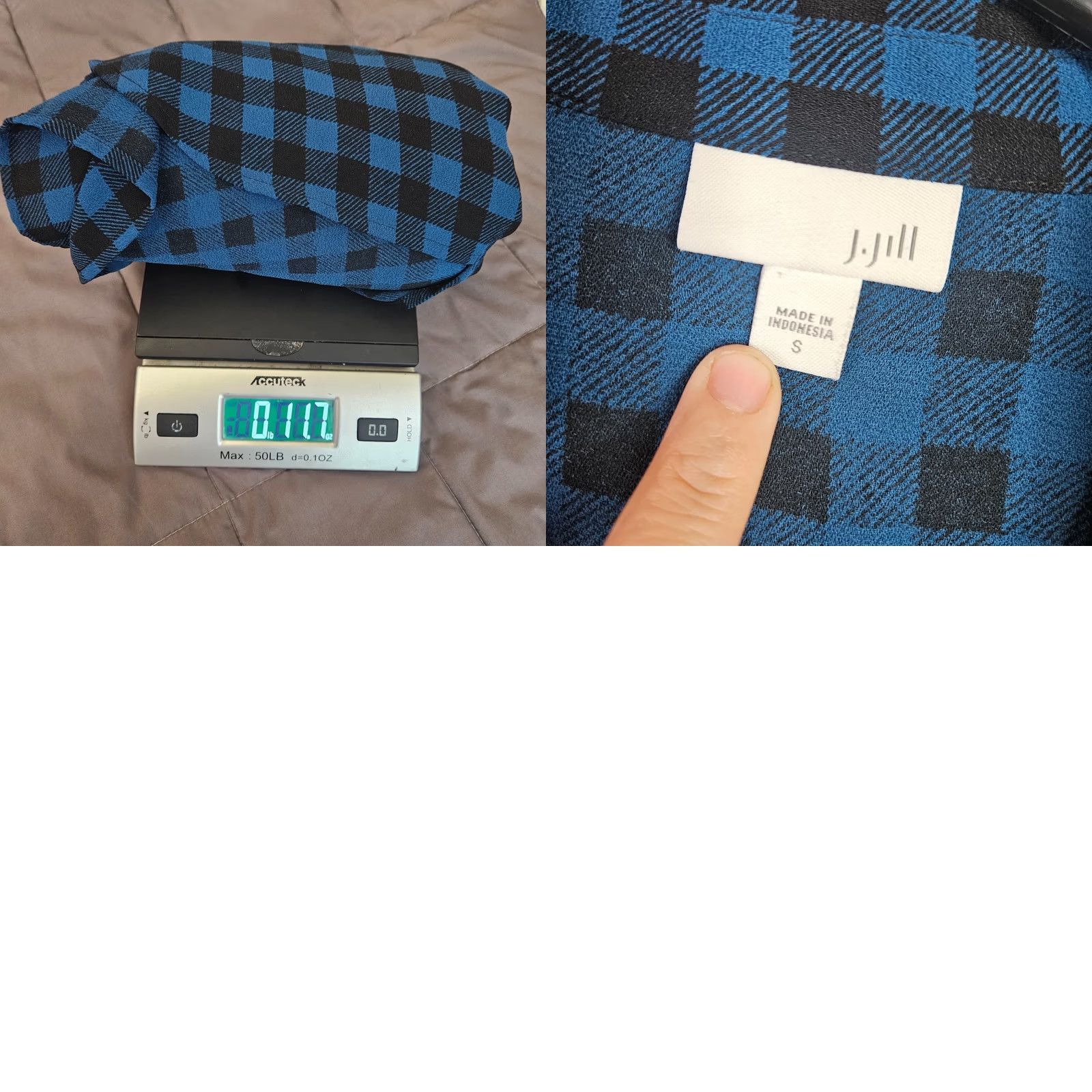 J. Jill J Jill Women Small Blue Plaid Button Front Tunic Shirt Long Sleeve Regular Fit Vintage No Size S / US 4 / IT 40 - 8 Thumbnail