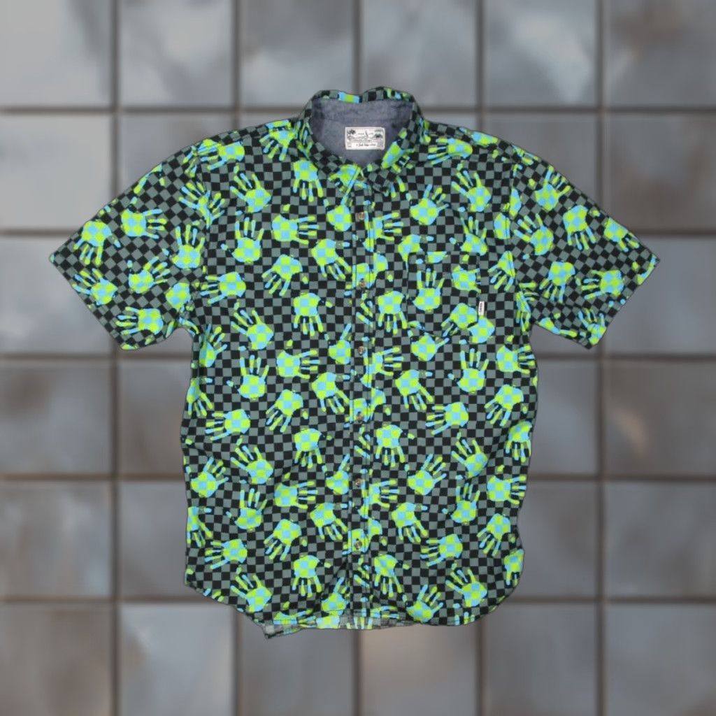Vans VANS Shirt Mens L Green Joel Tudor Button Up Hawaiian AOP Handprint Size US L / EU 52-54 / 3 - 1 Thumbnail