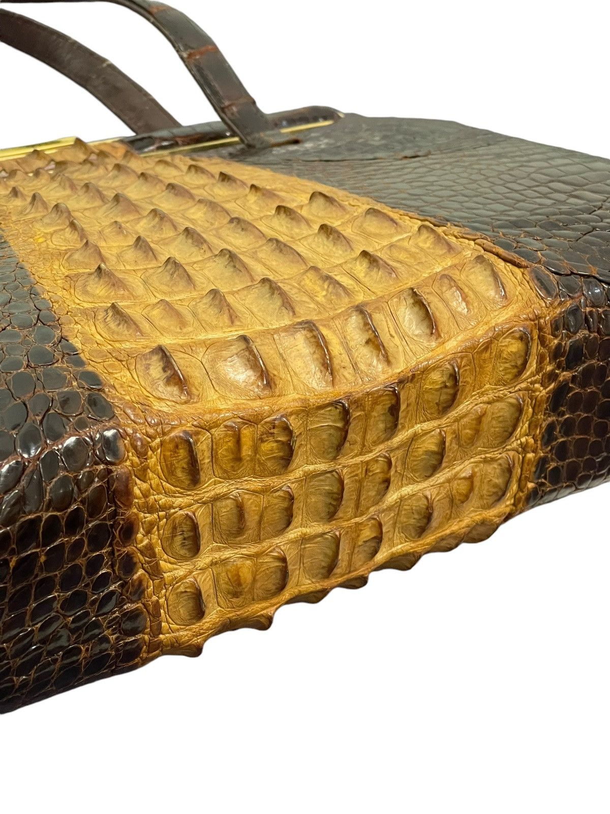 Vintage Crocodile Leather Patina Vtg 50s Unknown Japan Hand Bag 4🟩 Size ONE SIZE - 18 Thumbnail