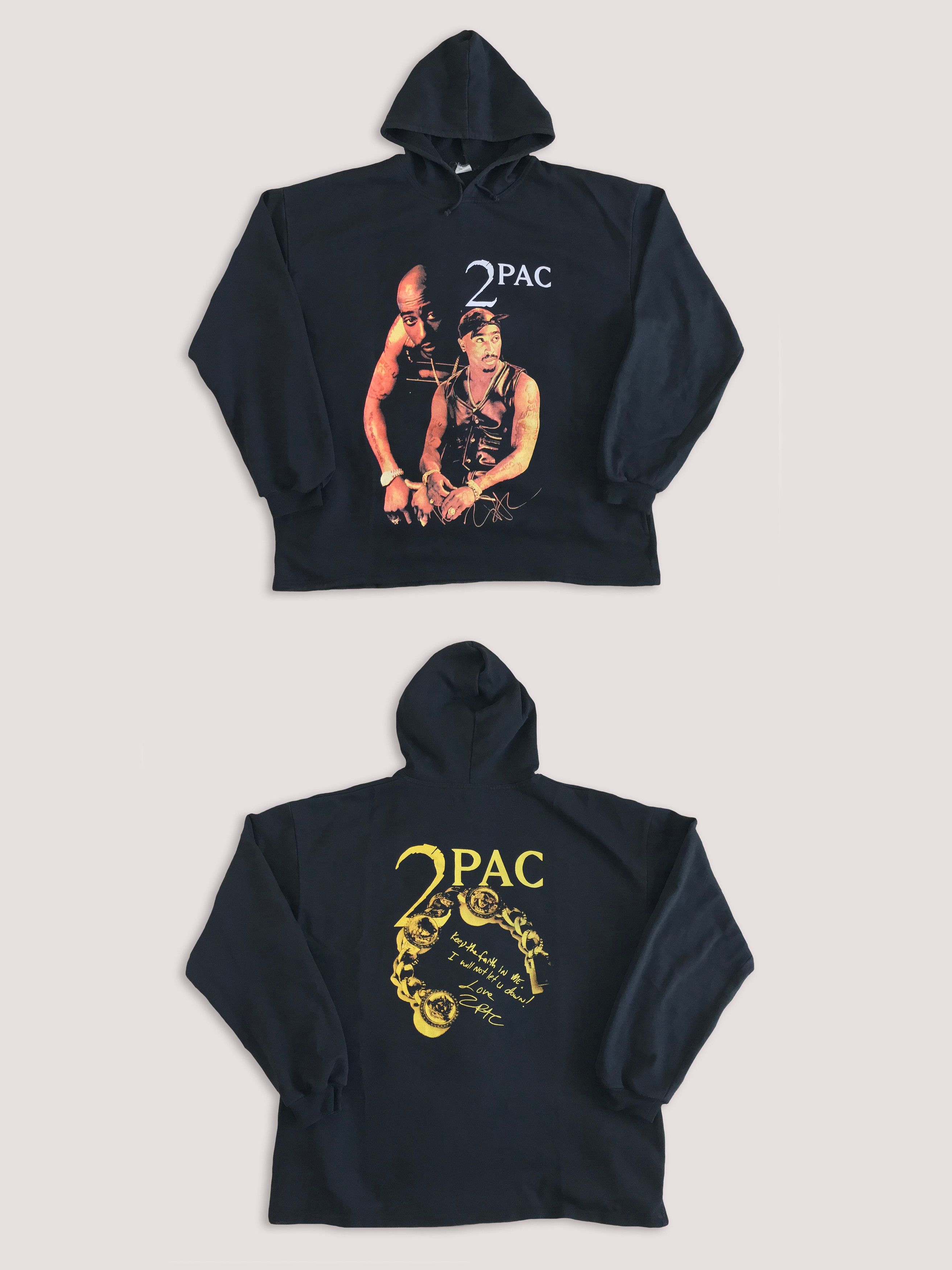 Rap Tees Vintage 90s 2PAC Hoodie Tupac Shakur Hip Hop Rap Versace Size US XL / EU 56 / 4 - 1 Thumbnail
