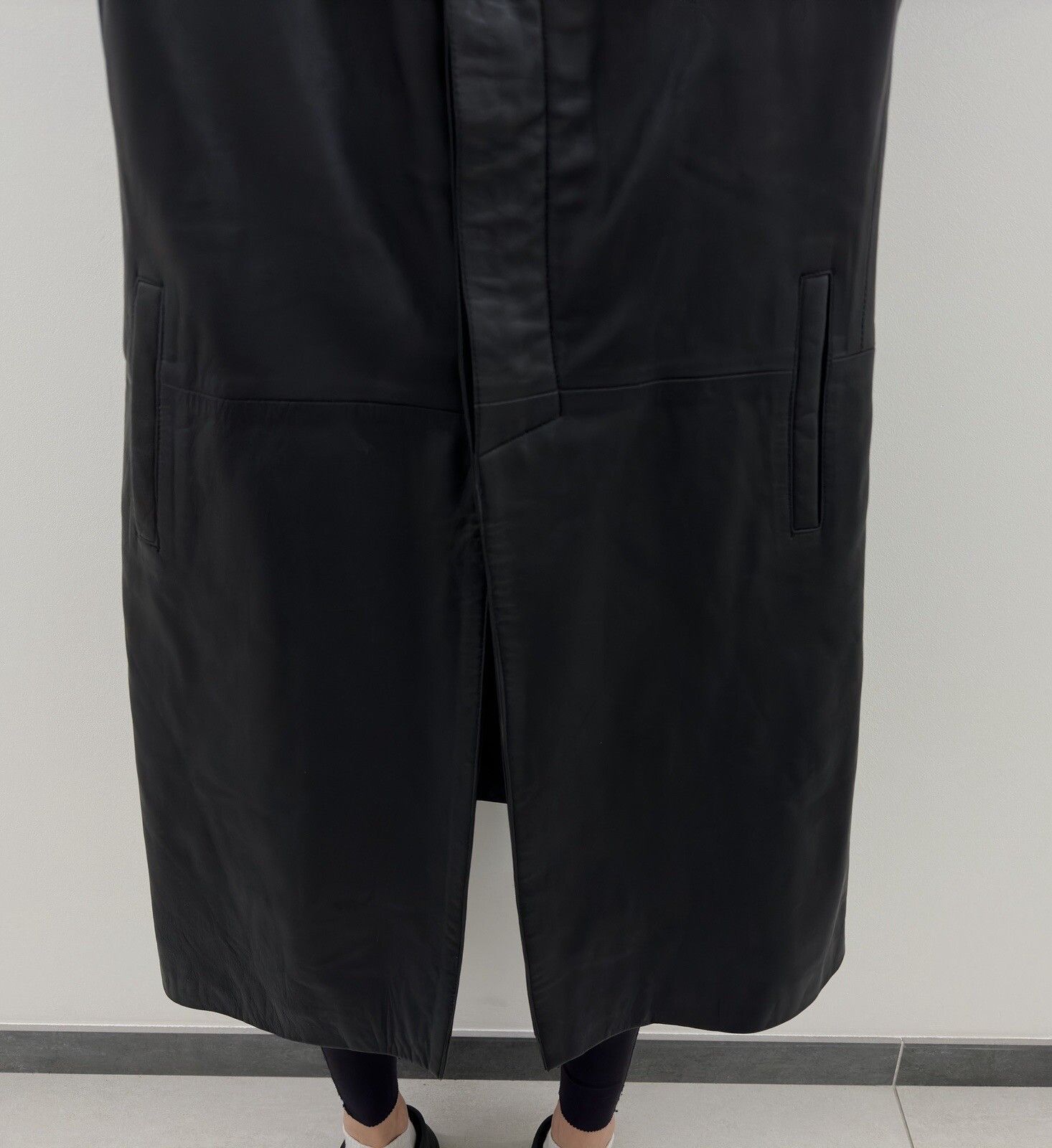 vintage ZARA Leather Long Trench Coat Jacket y2k Swag
